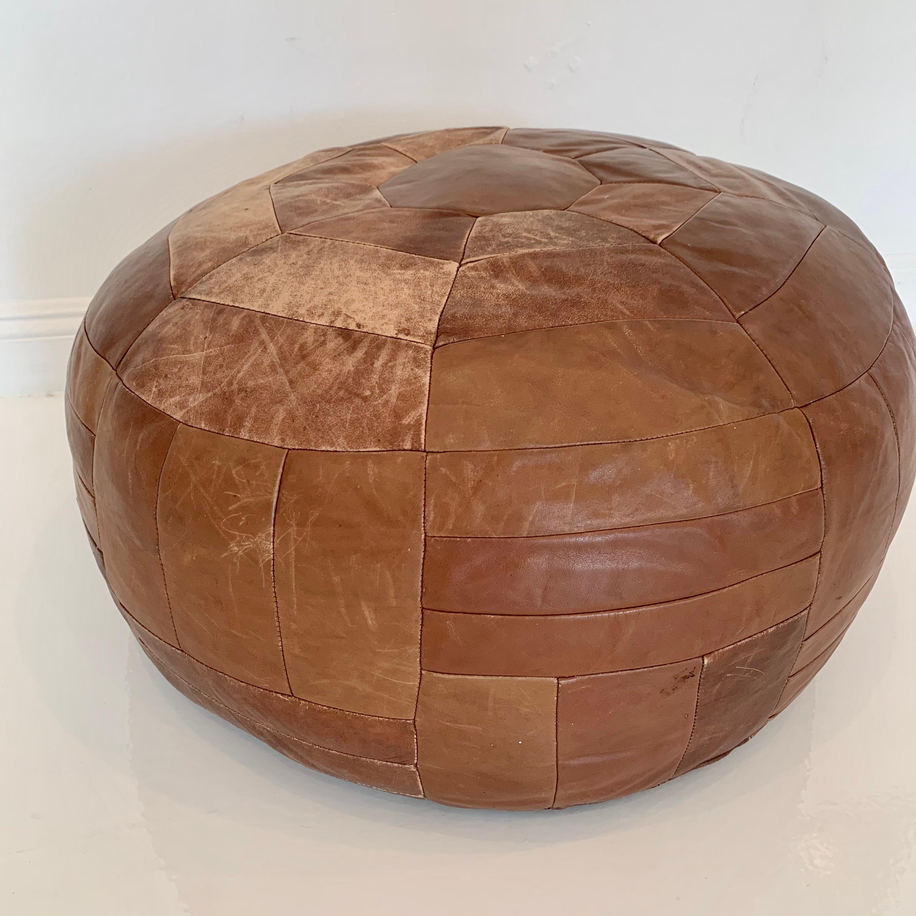 Oversized Leather Patchwork Ottoman by De Sede 4