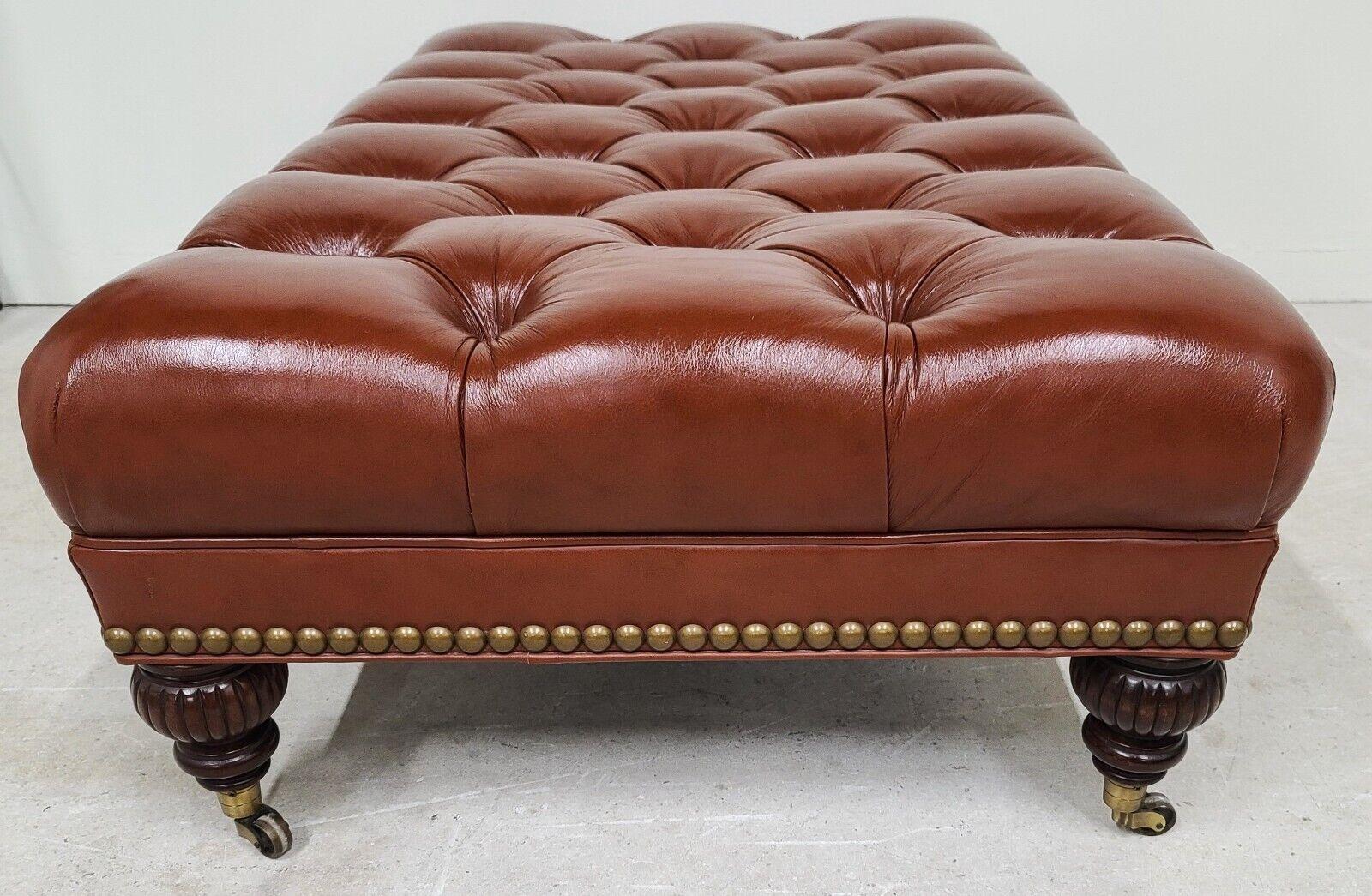 Oversized Leather Rolling Biscuit Tufted Ottoman Cocktail Table 1