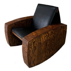 Oversized Leather & Wood Rocking Chair