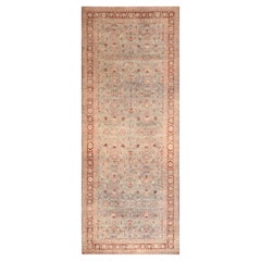 Oversized Light Blue Background Vintage Persian Kerman Rug.9 ft 6 in x 23 ft 5in