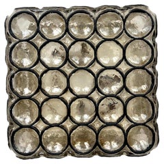 Retro Oversized Limburg Iron and Glass Square Flush Mount 