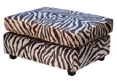 Oversized Rectangular Ottoman in Italian Zebra Velvet