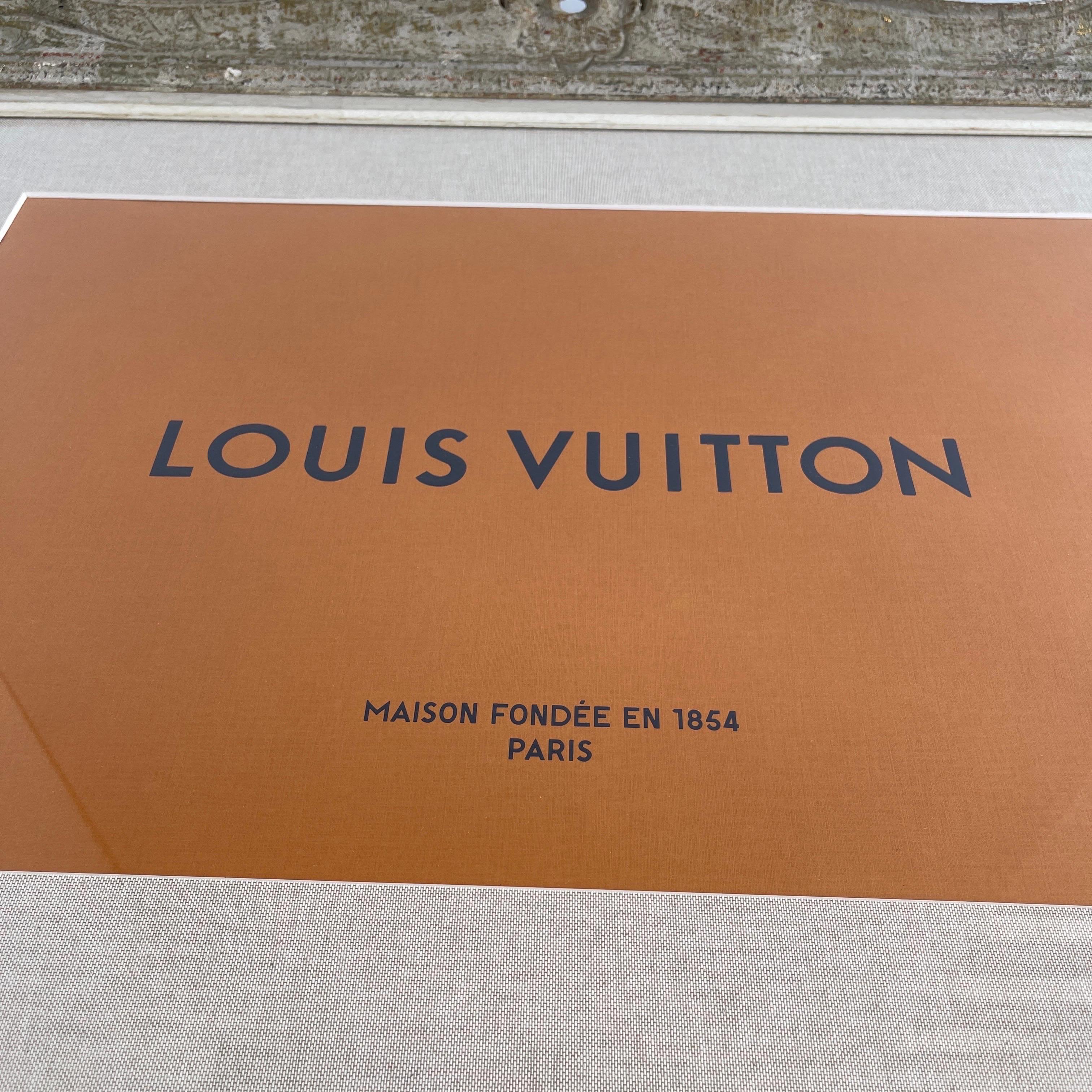 Large Gustavian Style Grey Painted Frame With Orange Louis Vuitton Print Artwork

One-of-a-kind Louis Vuitton printed artwork framed with classic style linen mat and vintage frame with amazing patina from the 1960's. Wonderful conversation piece of