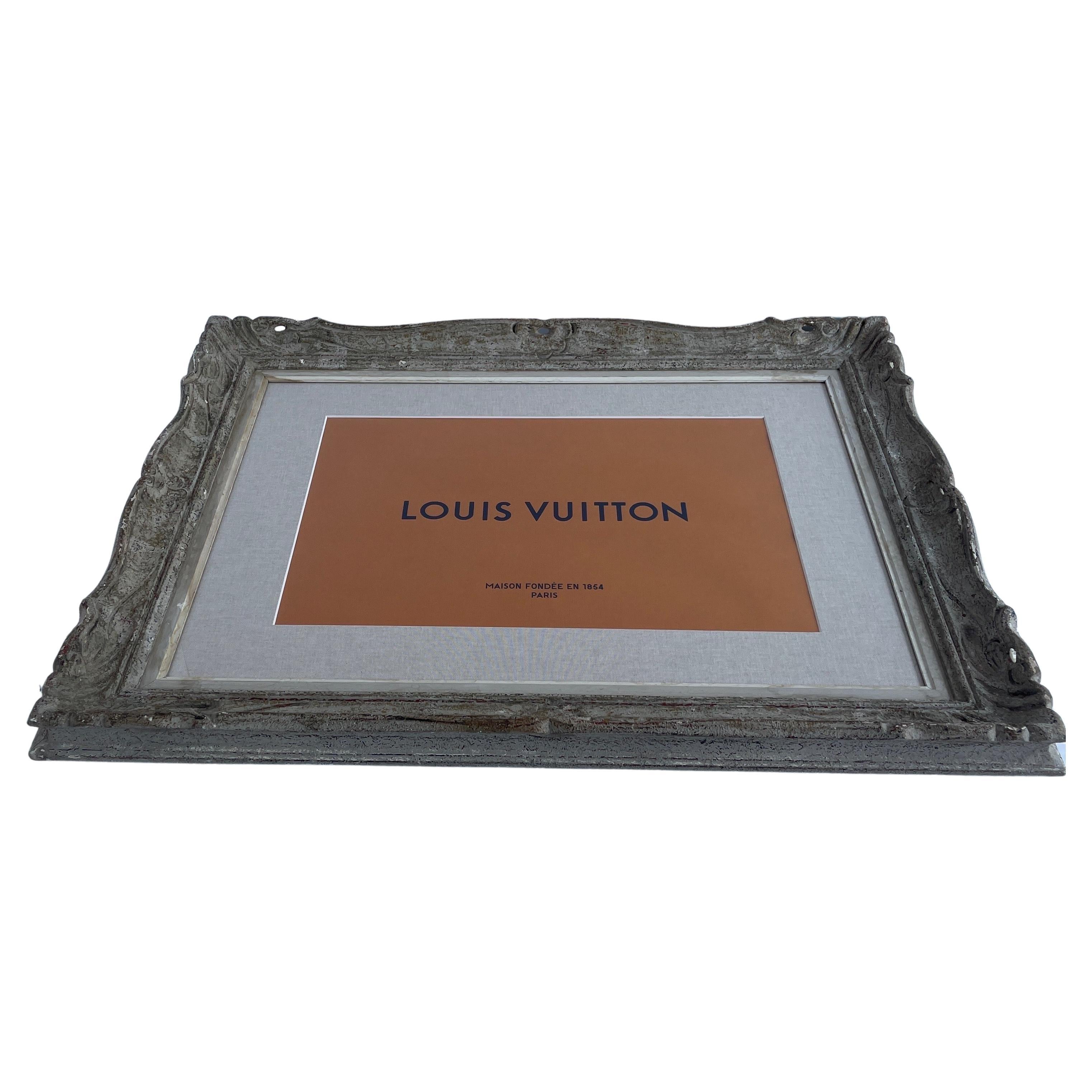 Mid-Century Modern Large Designer Louis Vuitton French Art in Vintage Frame, 1960's For Sale