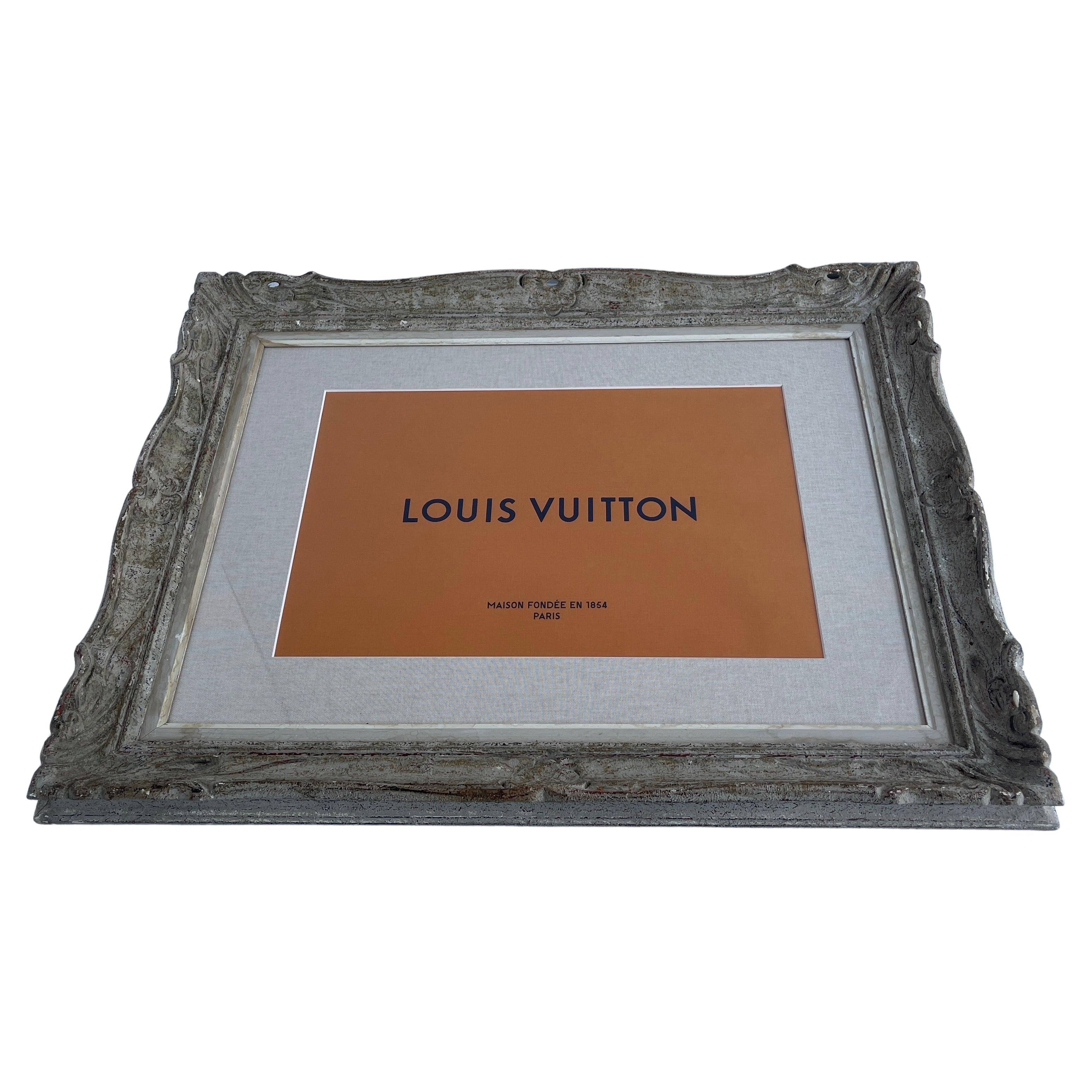 Hand-Crafted Large Designer Louis Vuitton French Art in Vintage Frame, 1960's For Sale