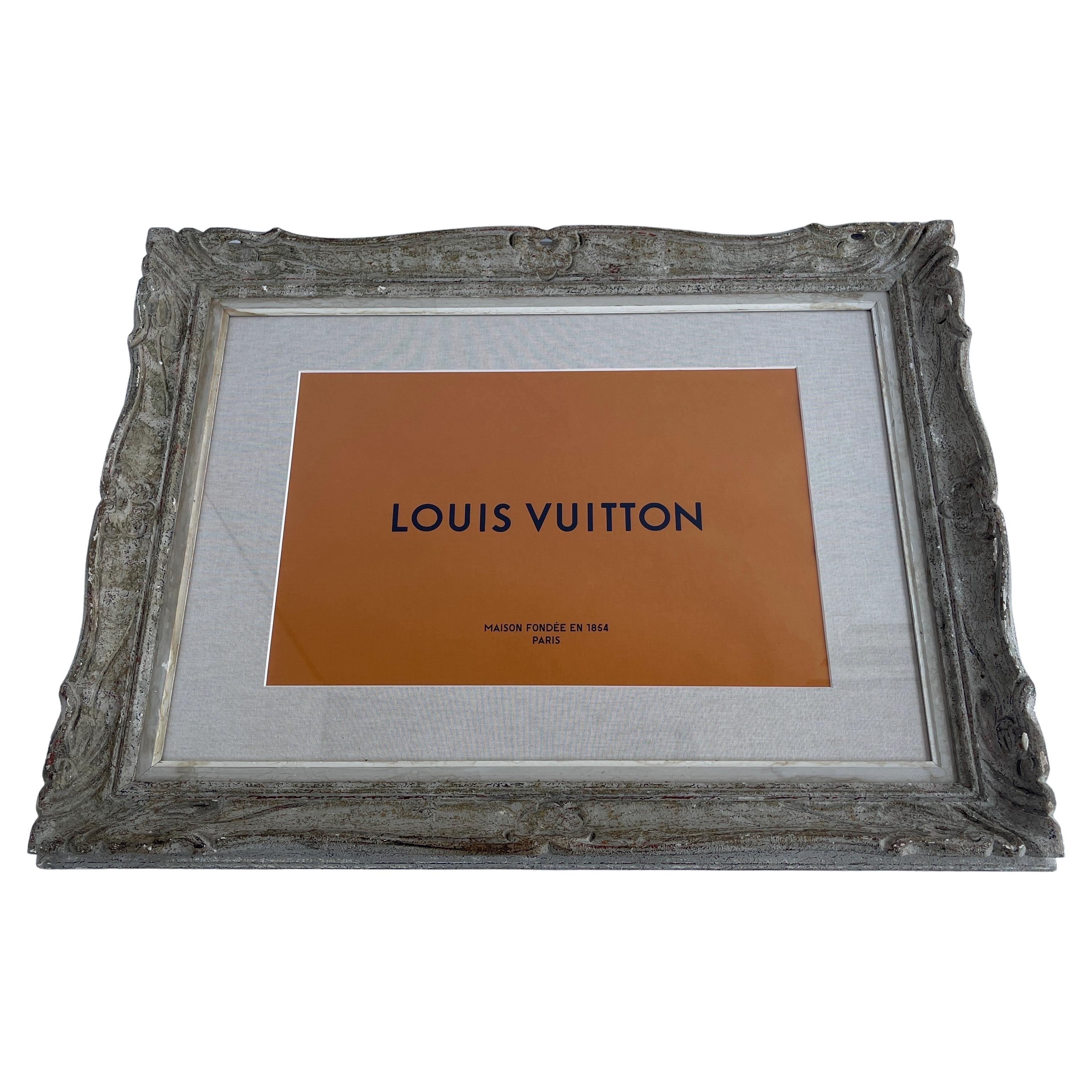 Large Designer Louis Vuitton French Art in Vintage Frame, 1960's For Sale