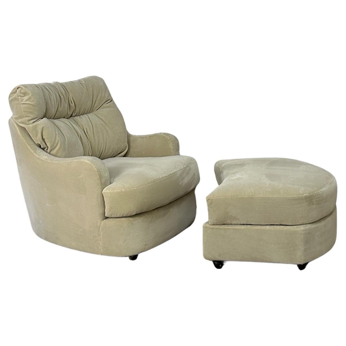 Oversized Lounge chair and ottoman For Sale