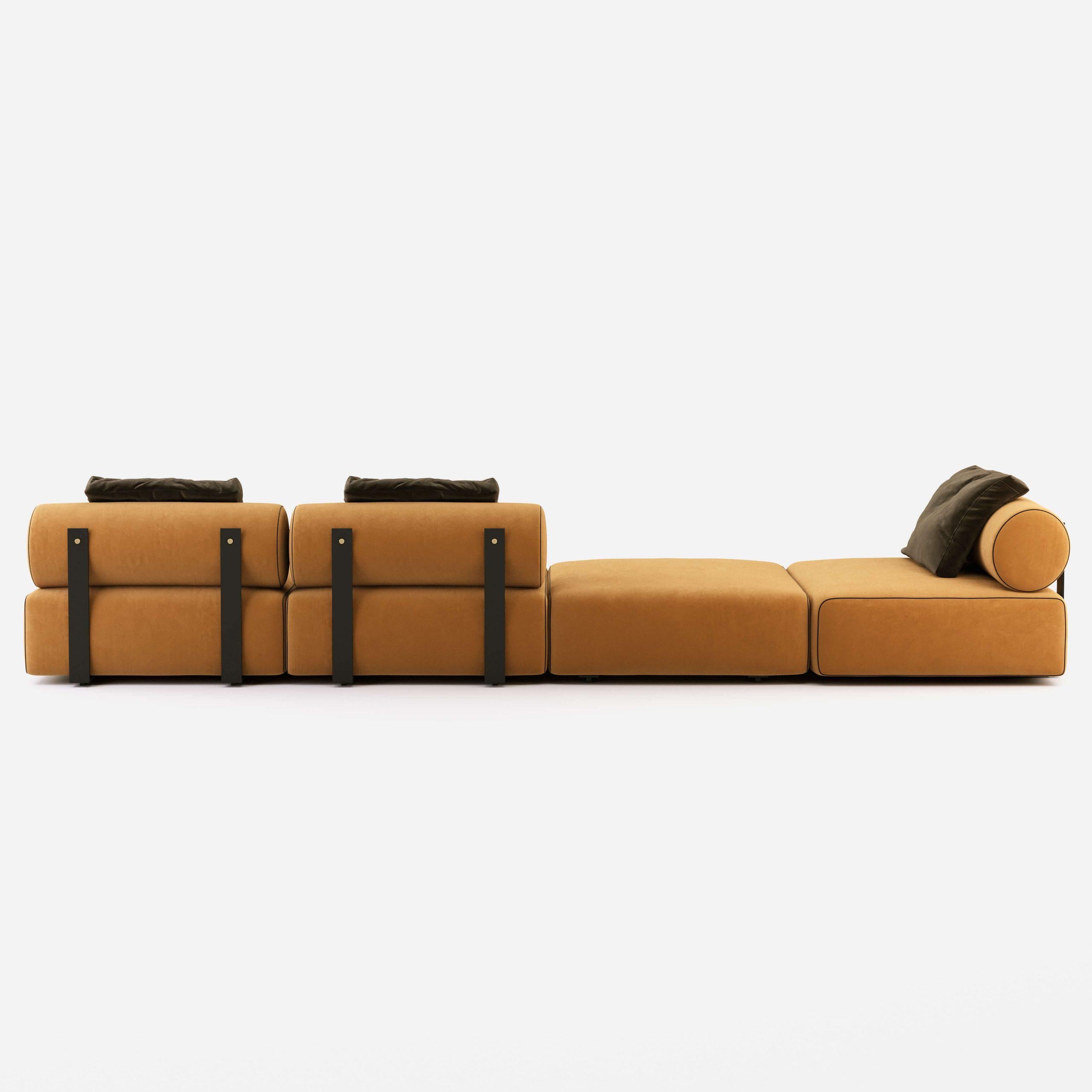 Oversized Lounge Chair In Black Steel & Brushed Gold Detailing For Sale 4