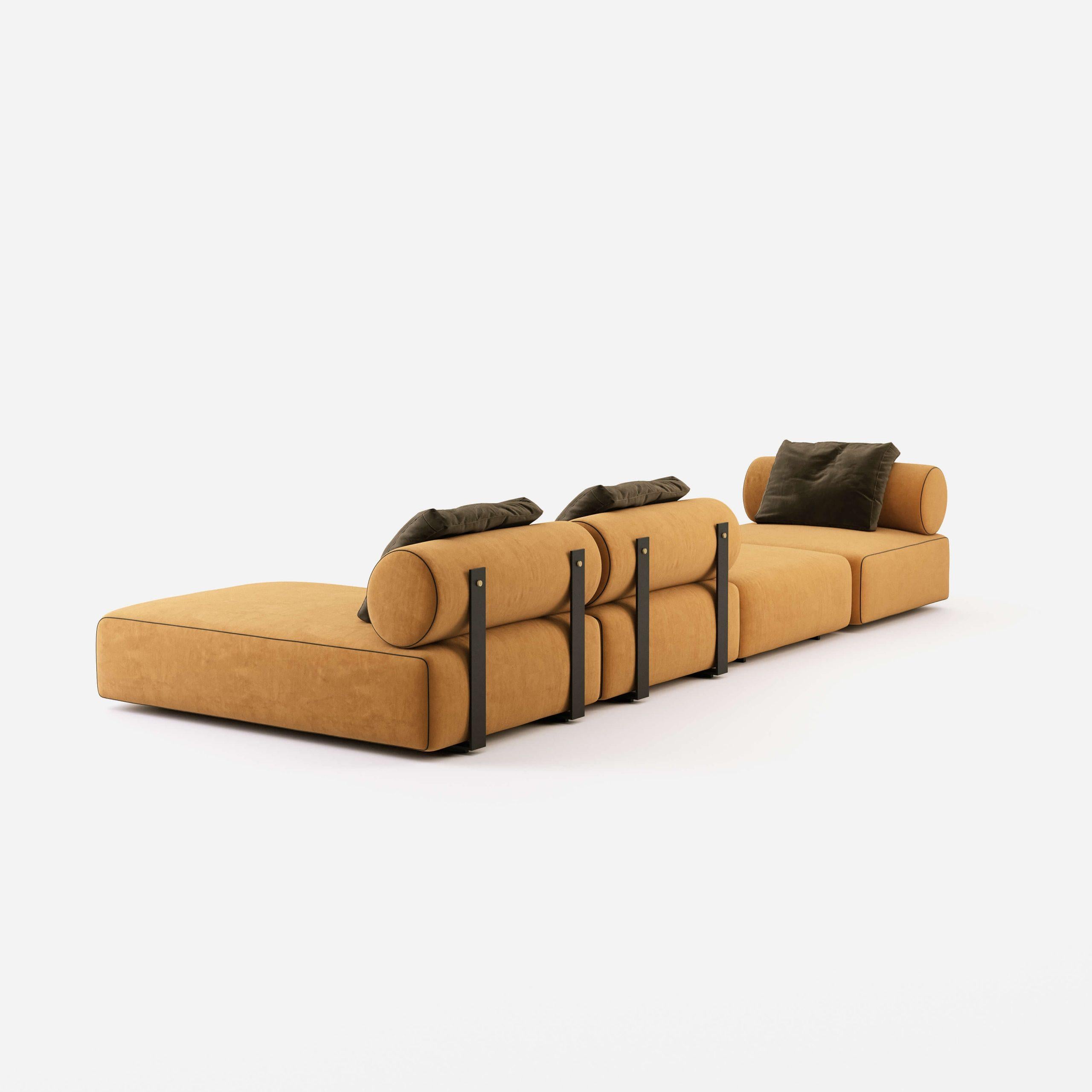 Oversized Lounge Chair In Black Steel & Brushed Gold Detailing For Sale 5