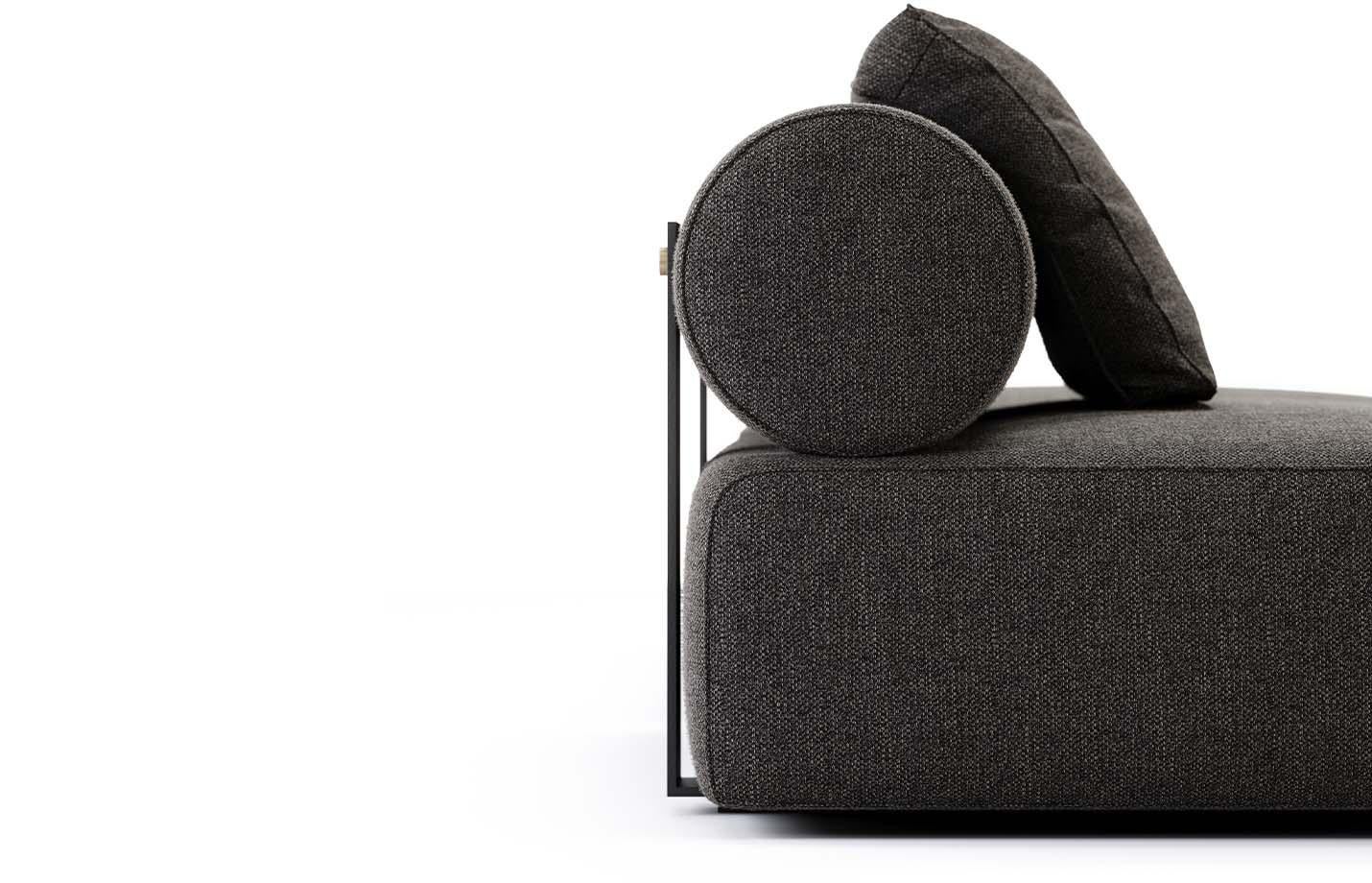 Oversized Lounge Chair In Black Steel & Brushed Gold Detailing For Sale 1