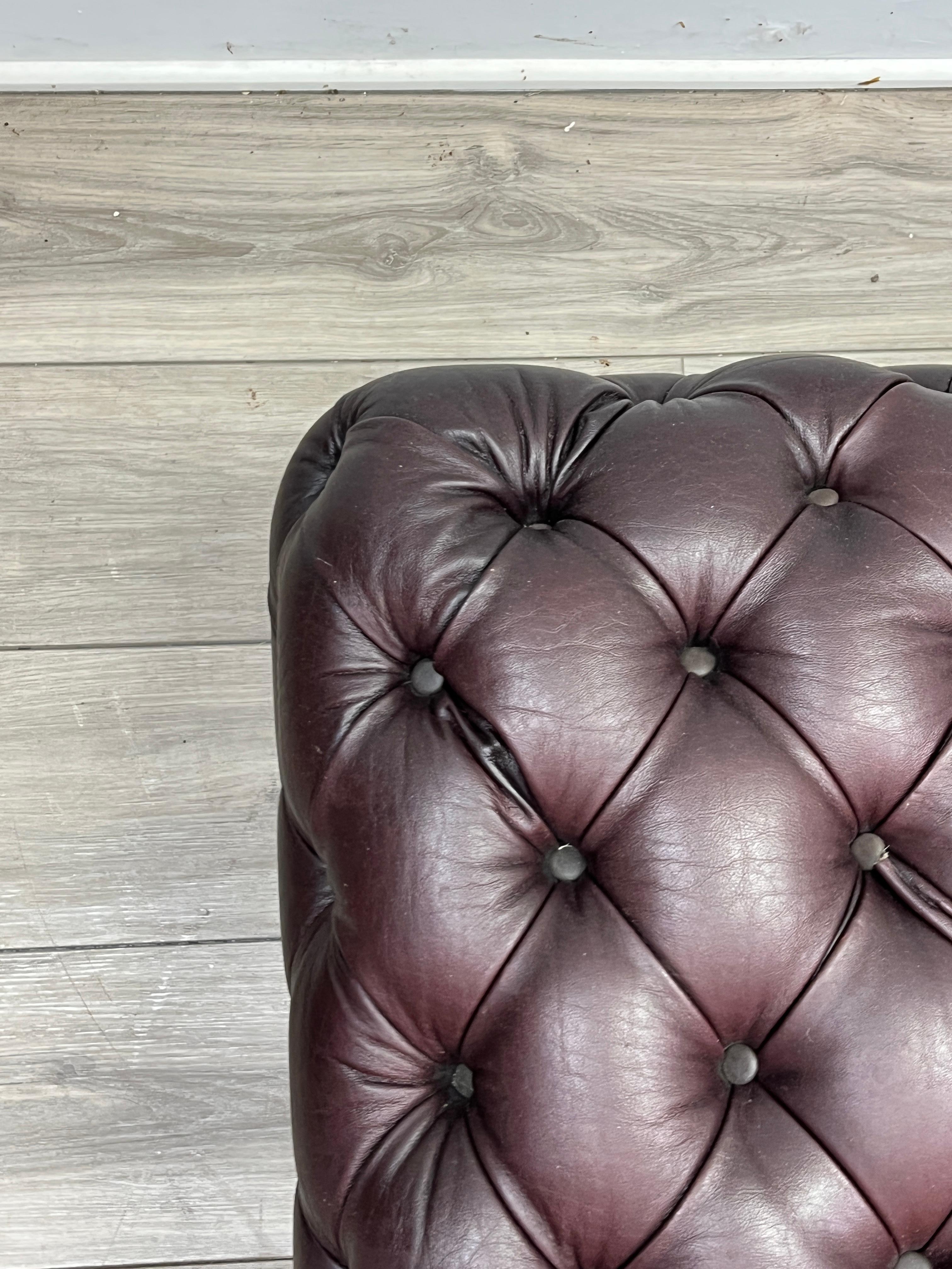 Oversized Low-Rise Leather Tufted Chesterfield Ottoman 1