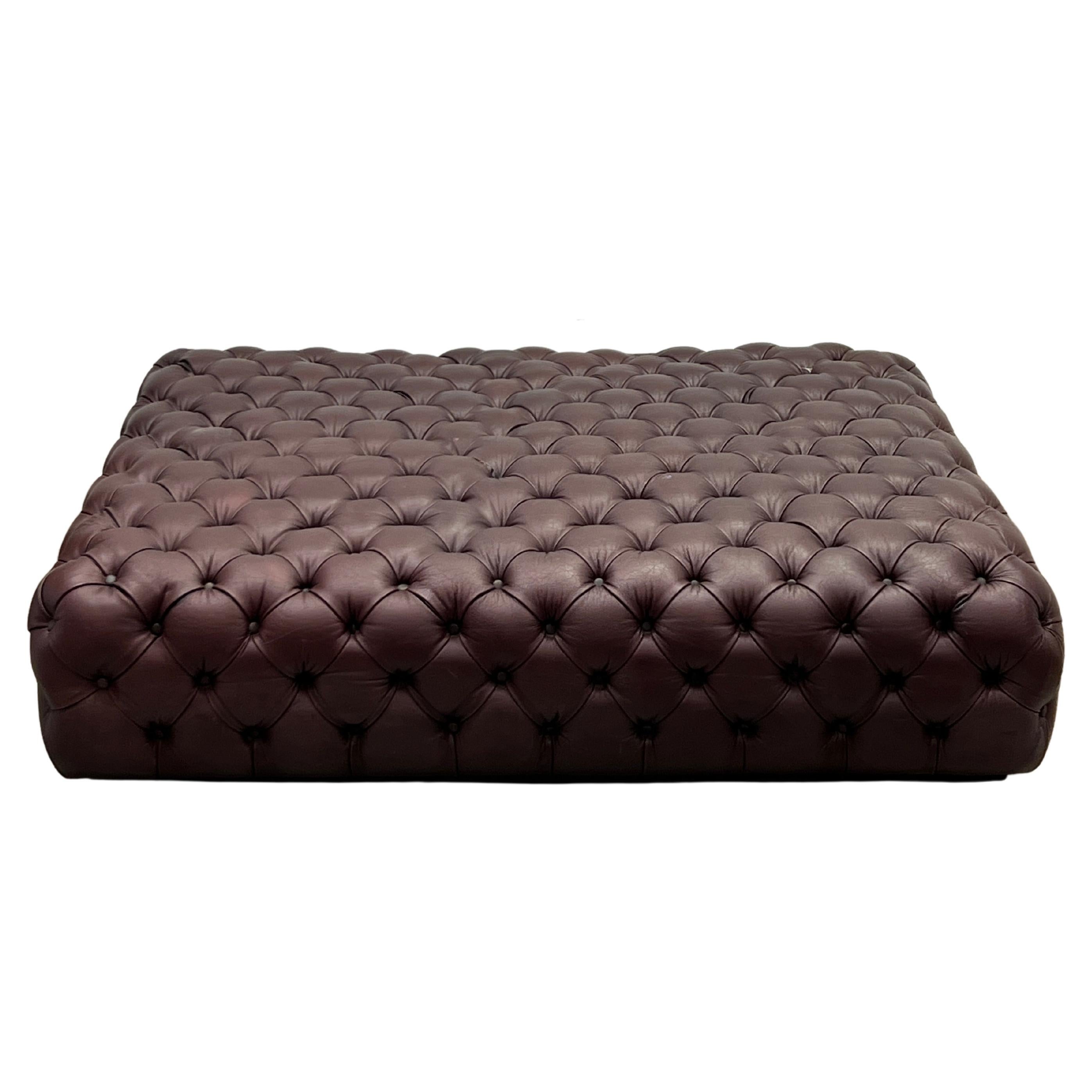 Oversized Low-Rise Leather Tufted Chesterfield Ottoman
