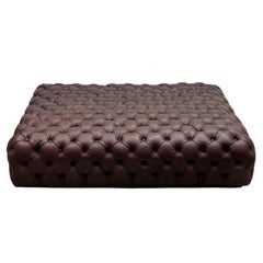 Oversized Low-Rise Leather Tufted Chesterfield Ottoman