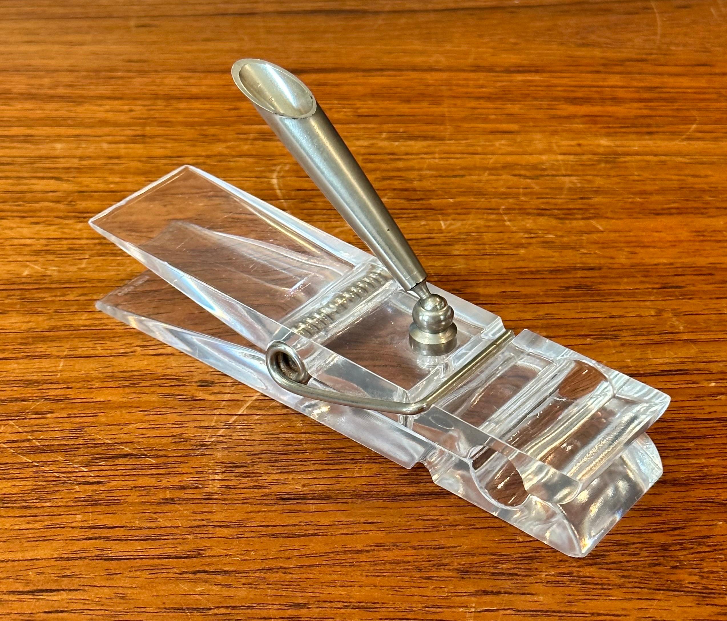 Oversized Lucite Clothespin Paperweight / Pen Holder / Desk Accessory In Good Condition For Sale In San Diego, CA