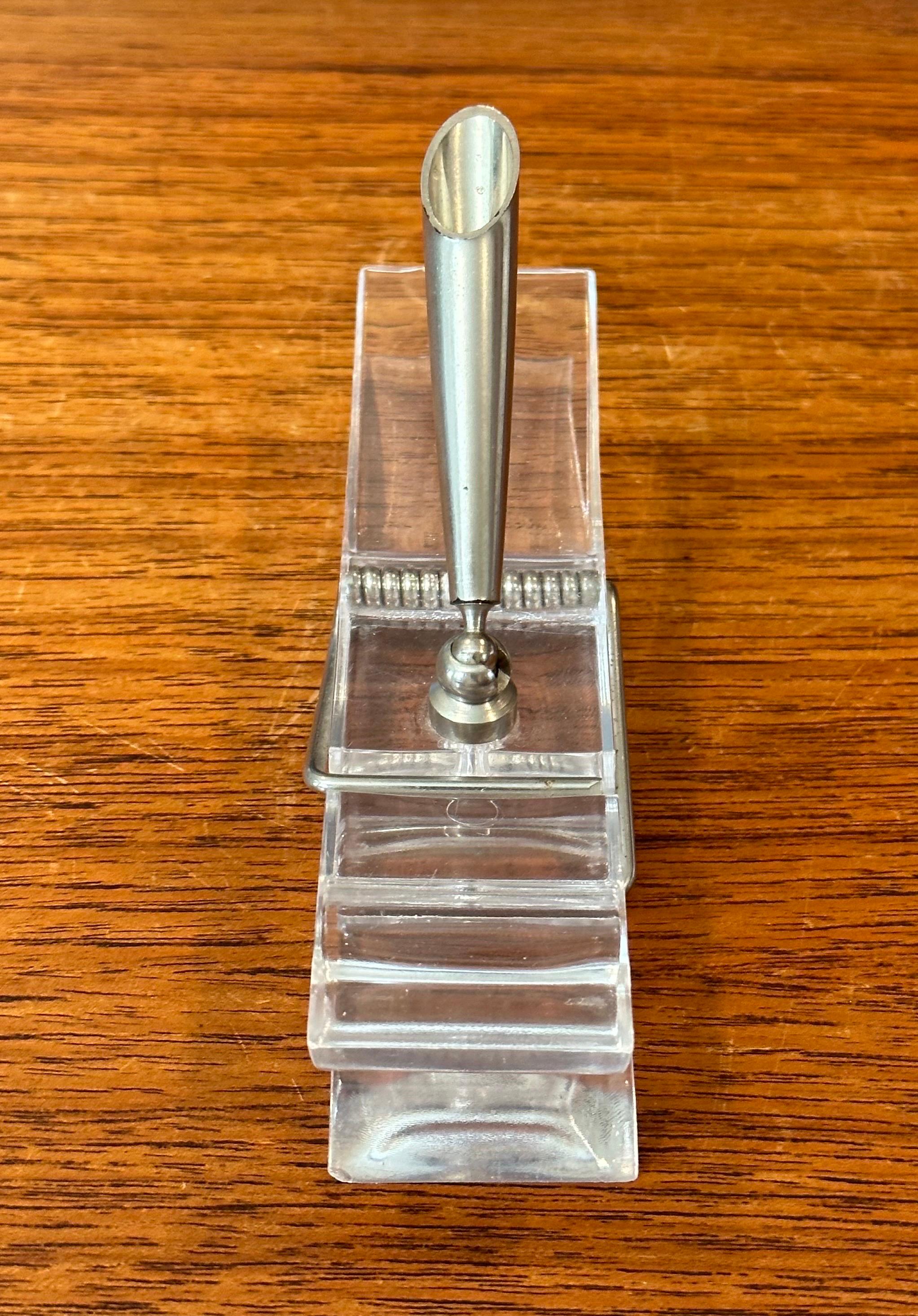 20th Century Oversized Lucite Clothespin Paperweight / Pen Holder / Desk Accessory For Sale