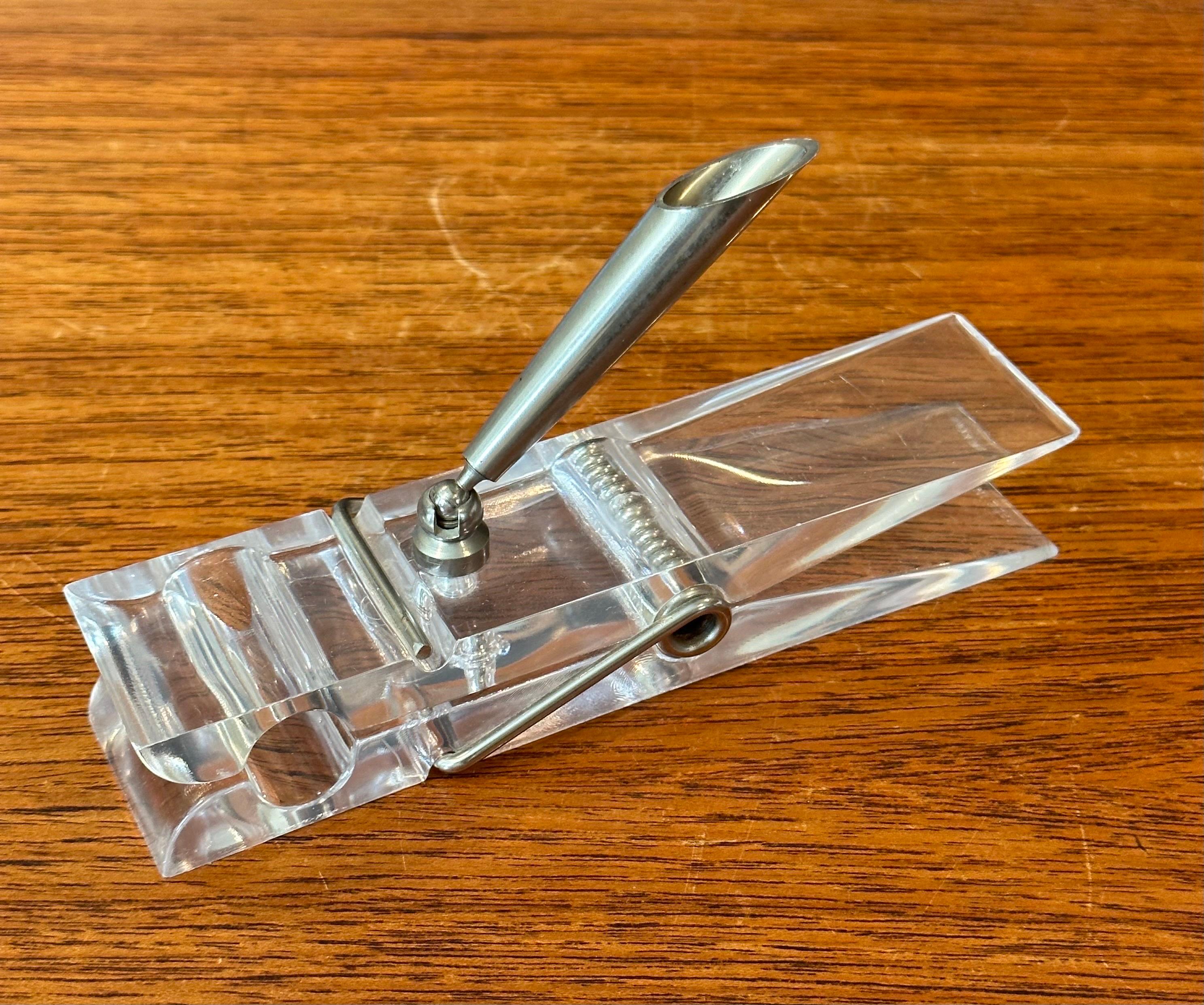 Oversized Lucite Clothespin Paperweight / Pen Holder / Desk Accessory For Sale 1