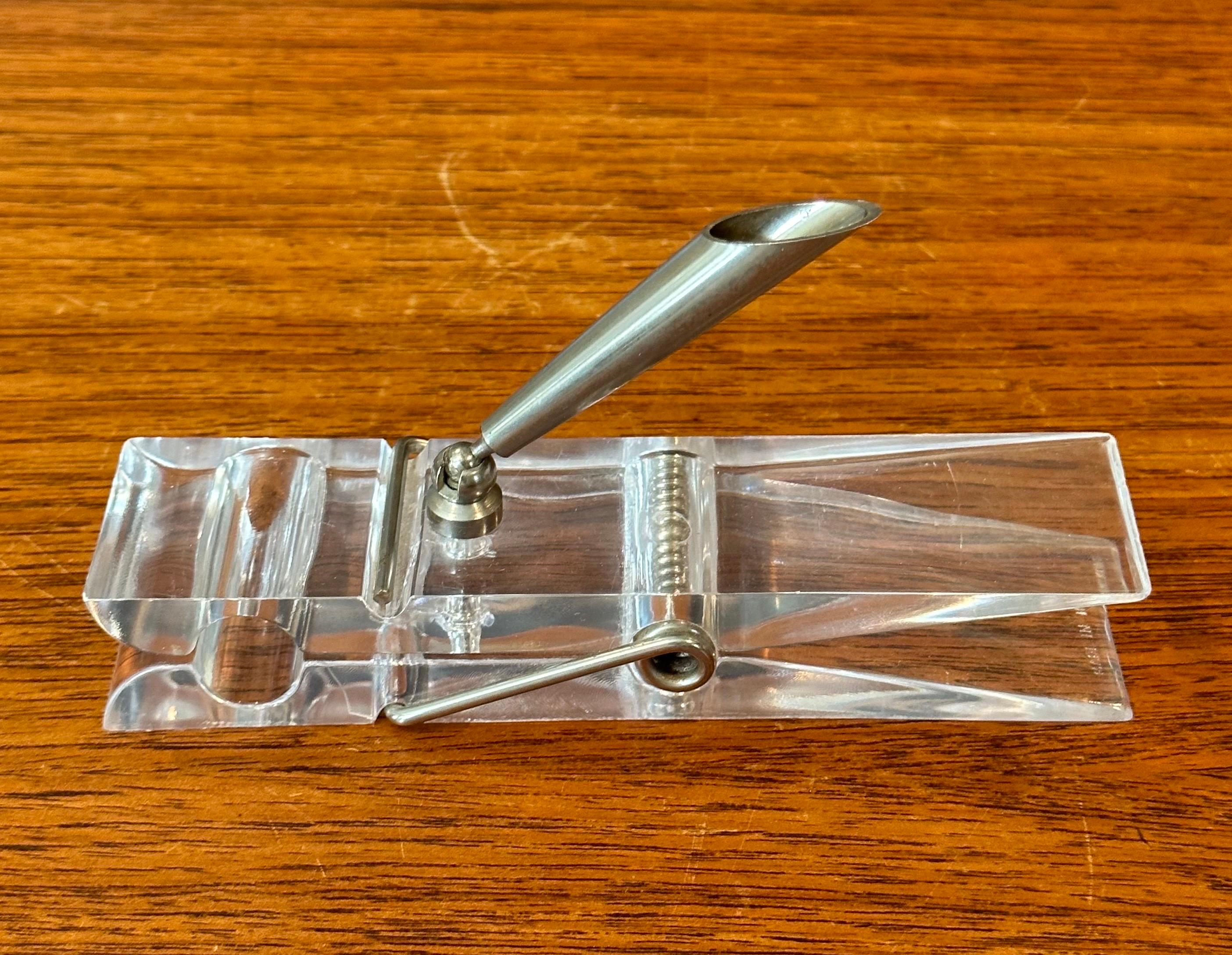 Oversized Lucite Clothespin Paperweight / Pen Holder / Desk Accessory For Sale 2