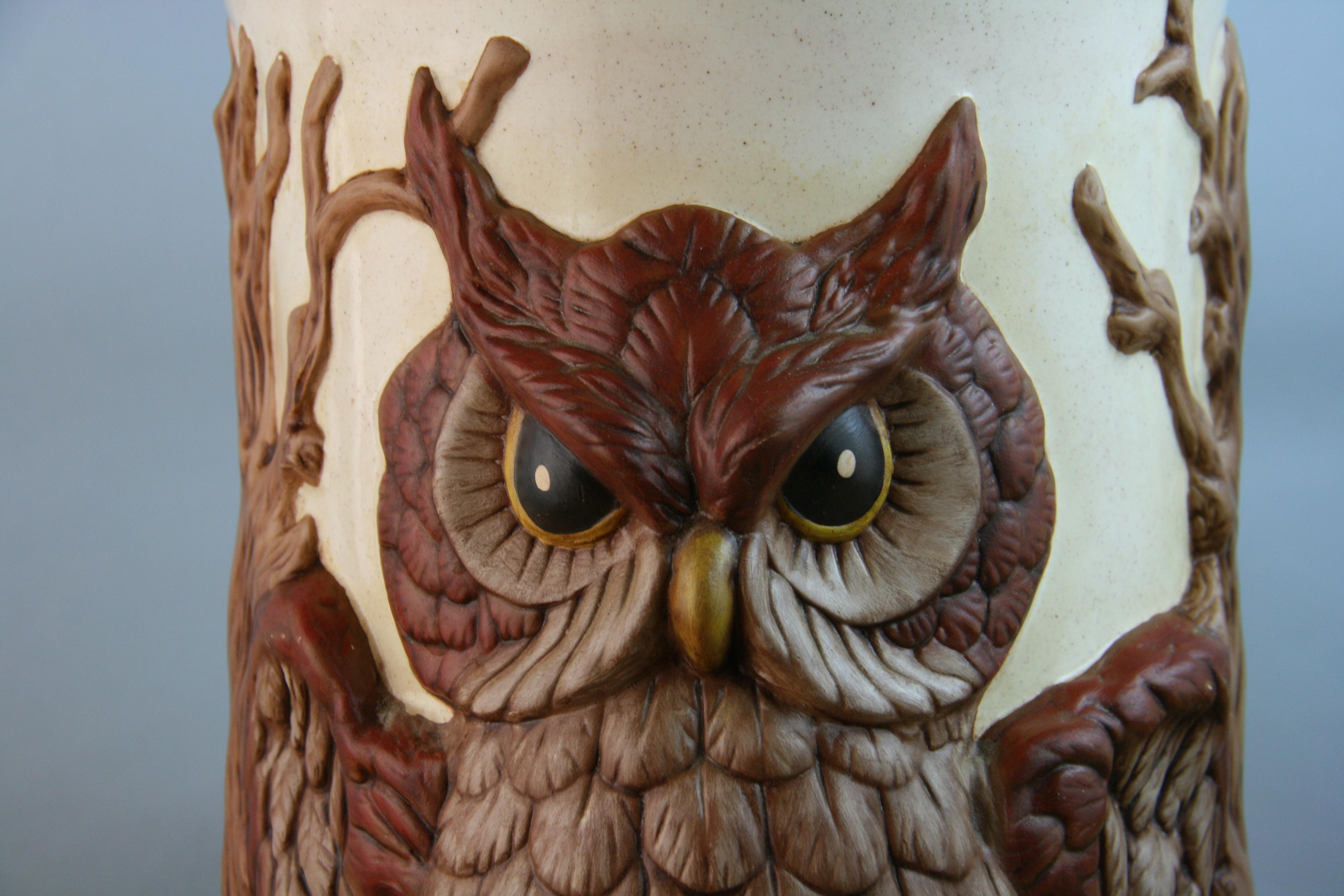 Oversized Majolica Owl Vase /Umbrella/Stick  Stand, 1973 4