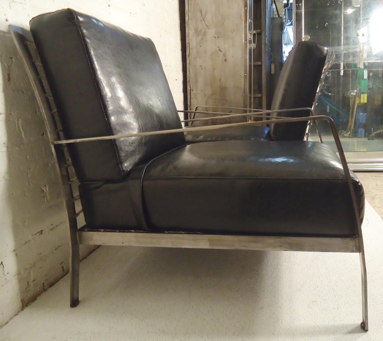Oversized Metal and Leather Chairs For Sale at 1stdibs