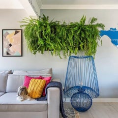 Blue Oversized Metal Floor Lamp, height 47.25 in