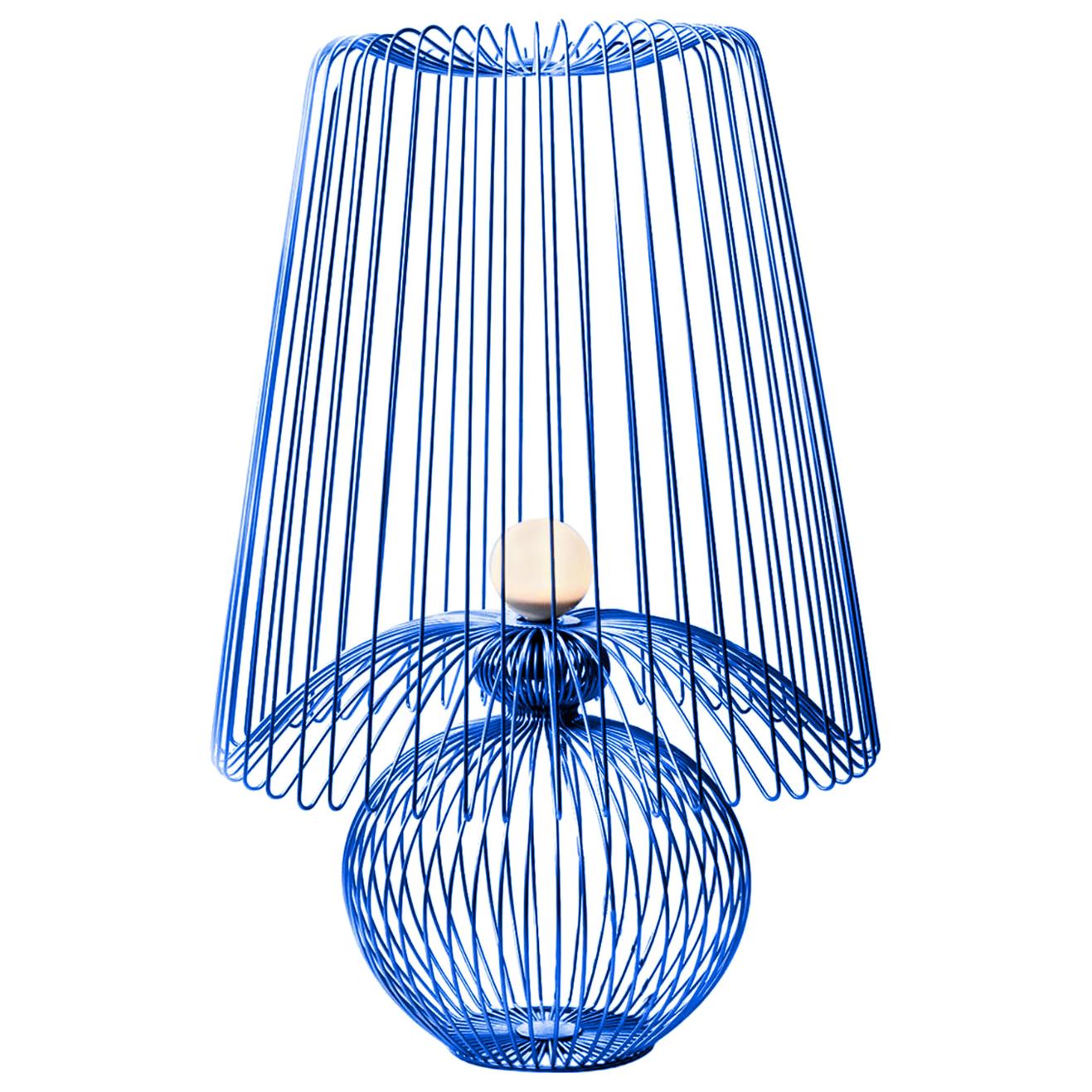 Blue Oversized Metal Floor Lamp, height 47.25 in For Sale