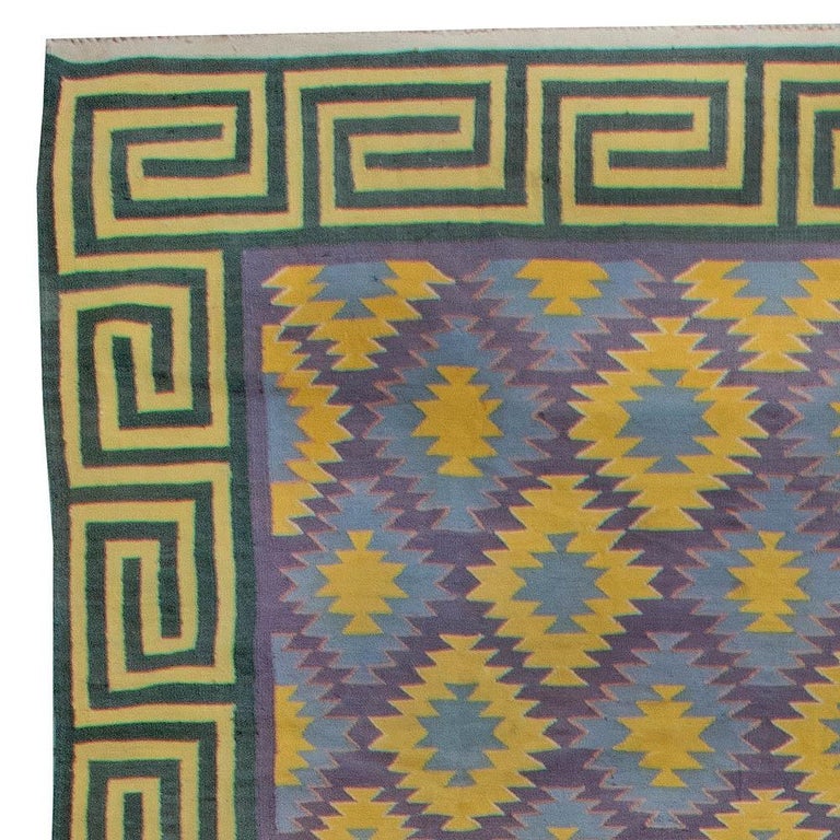 Doris Leslie Blau Collection Oversized Midcentury Indian Dhurrie Cotton Rug For Sale at 1stDibs