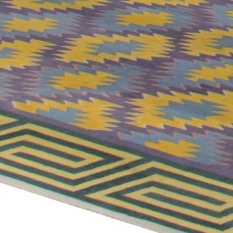 Oversized Mid20th Century Indian Dhurrie Cotton Rug For Sale at 1stDibs blue rugs, purple rug