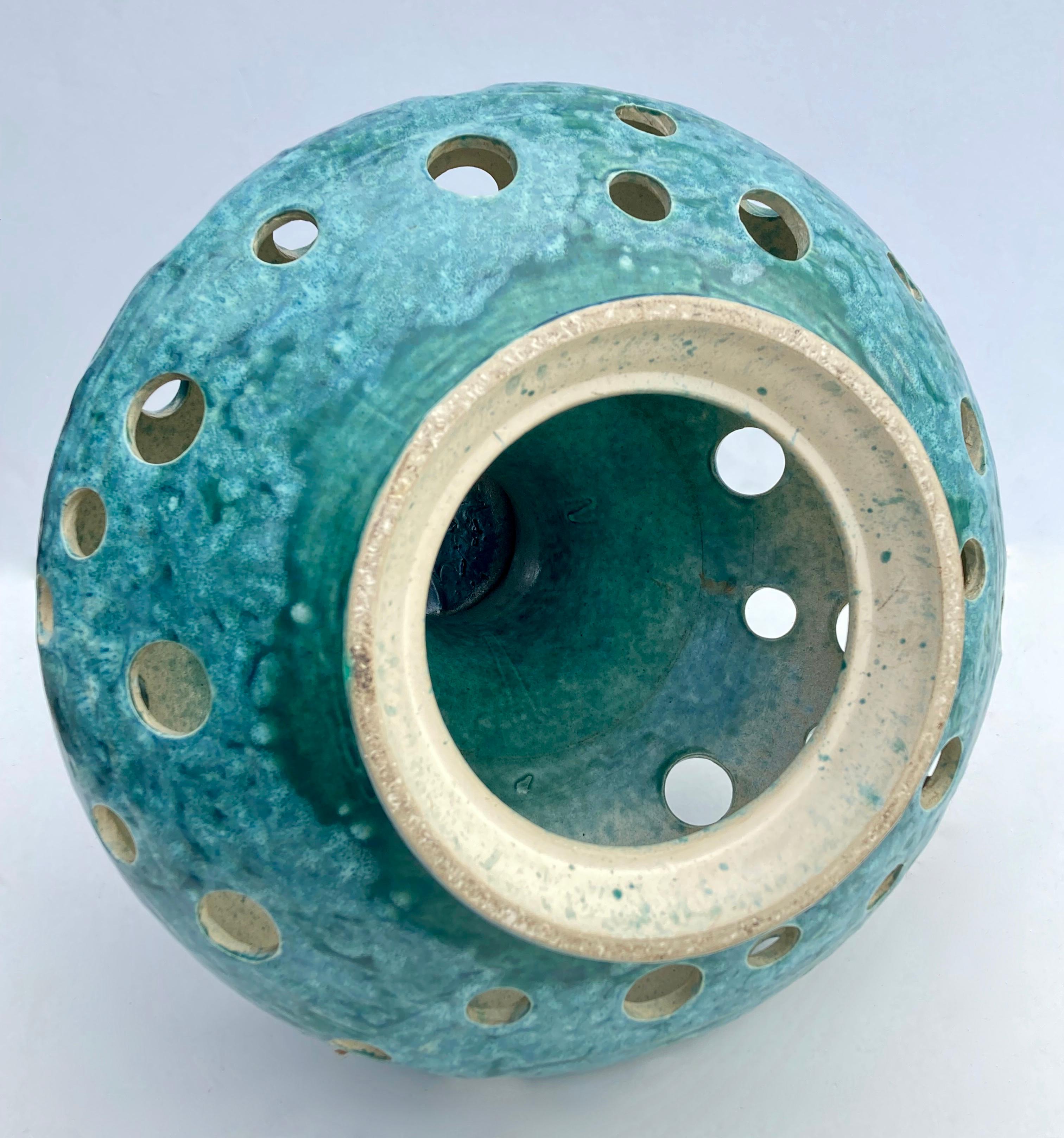 Lampe surdimensionnée, moderne du milieu du siècle dernier, des années 1960, base en céramique turquoise  en vente 4