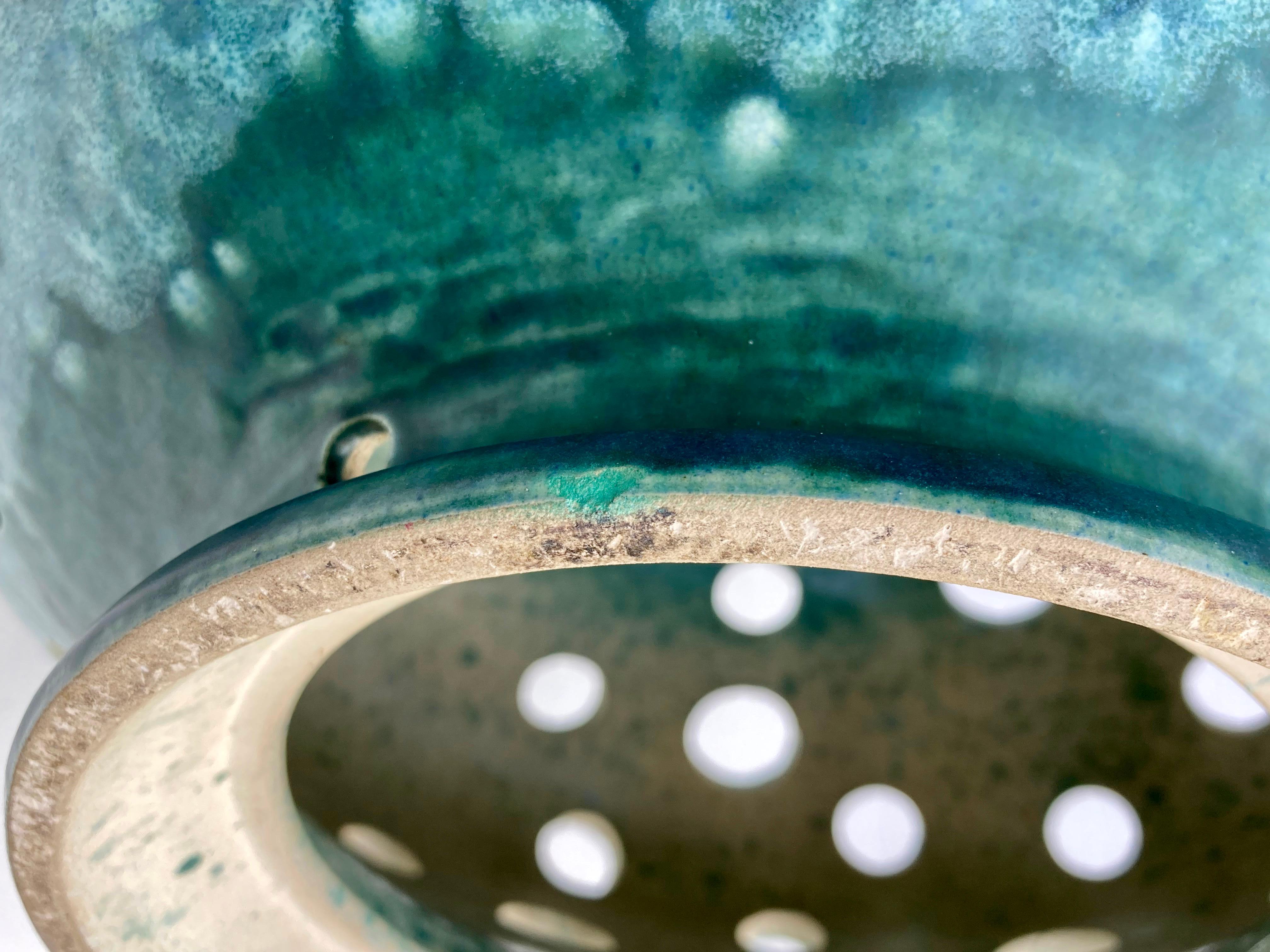 Lampe surdimensionnée, moderne du milieu du siècle dernier, des années 1960, base en céramique turquoise  en vente 6