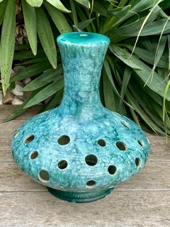 Base per lampada a lava grassa sovradimensionata in ceramica turchese, stile Mid-Century Modern anni '60