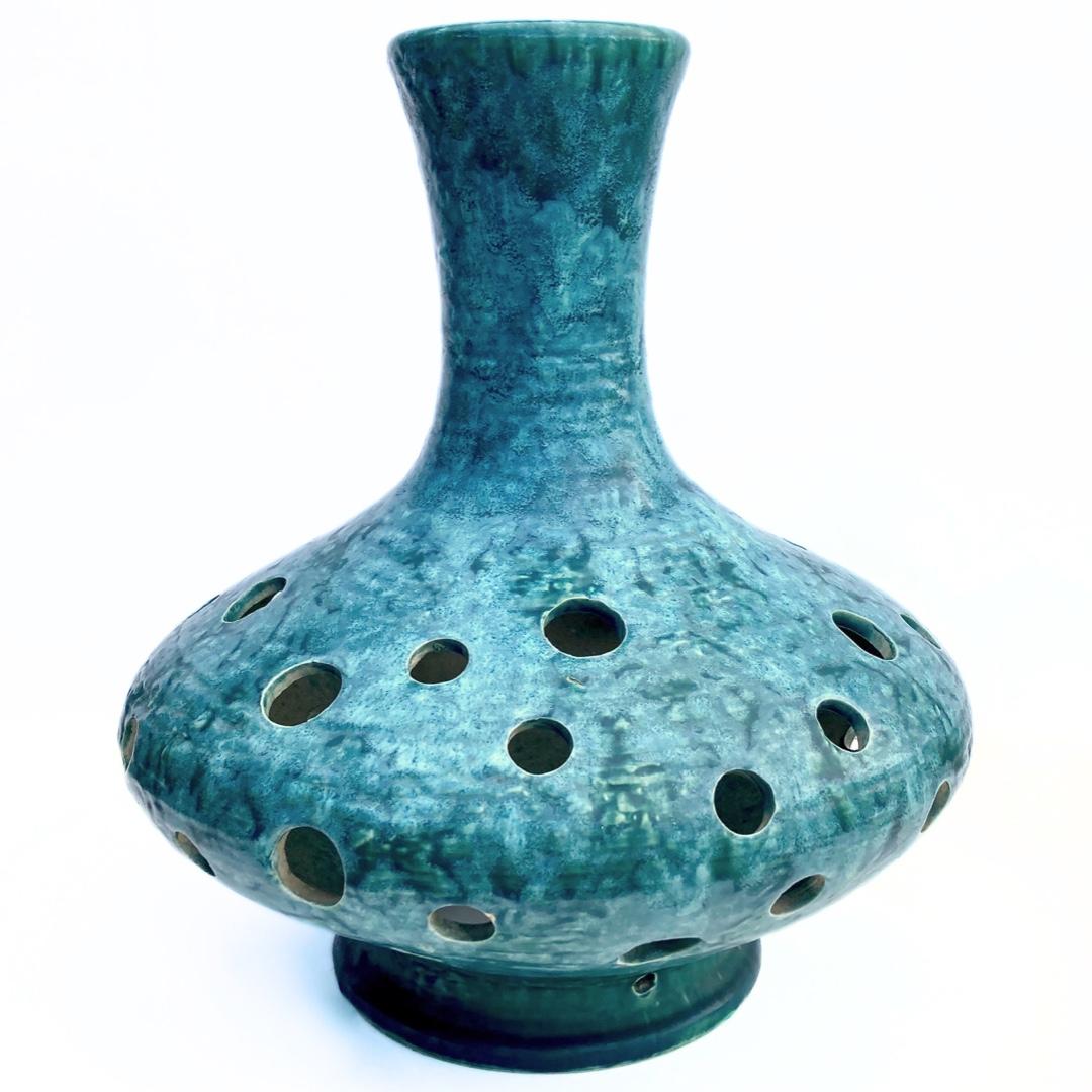 Mid-Century Modern Lampe surdimensionnée, moderne du milieu du siècle dernier, des années 1960, base en céramique turquoise  en vente