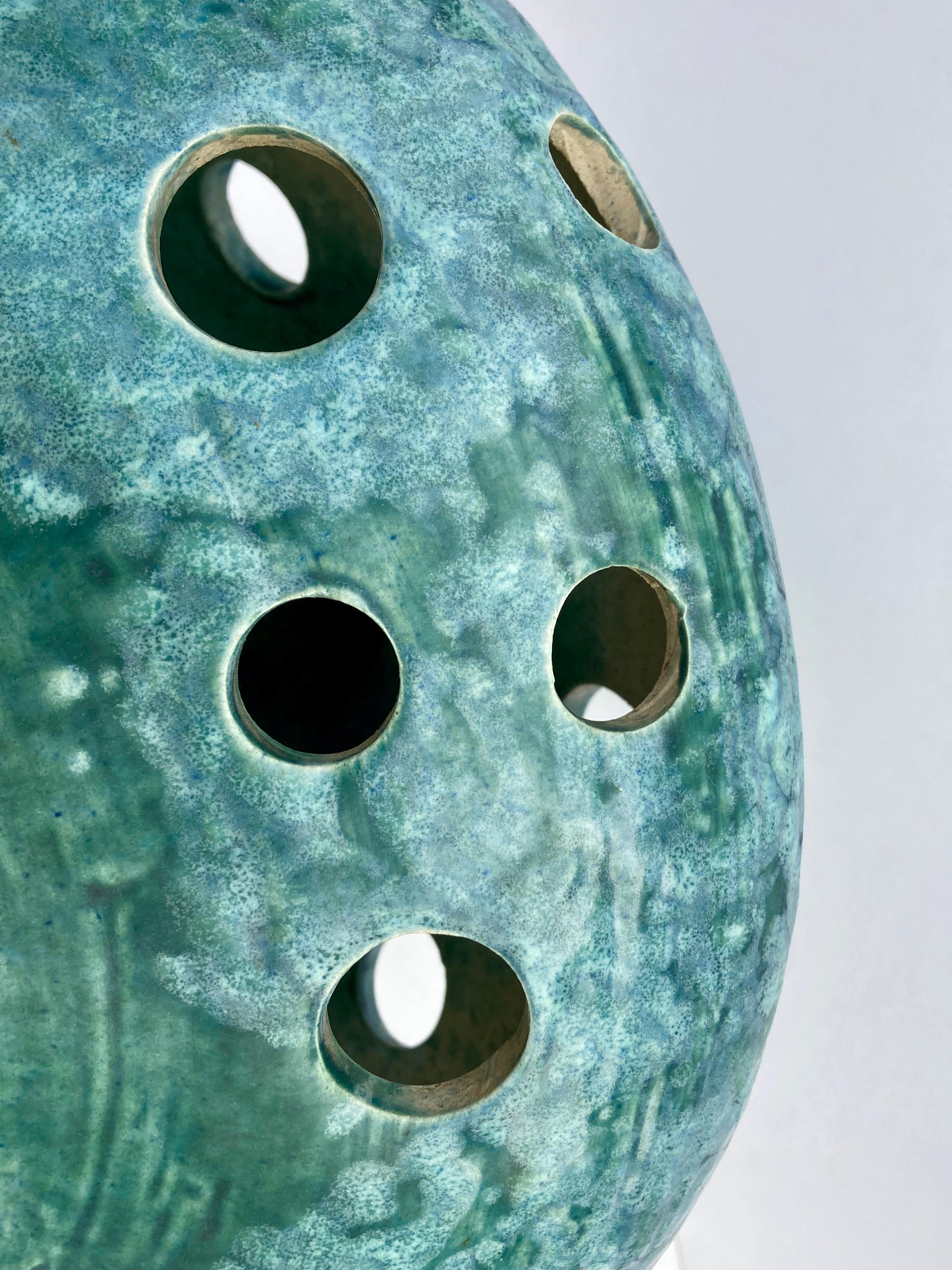 Poteries Lampe surdimensionnée, moderne du milieu du siècle dernier, des années 1960, base en céramique turquoise  en vente