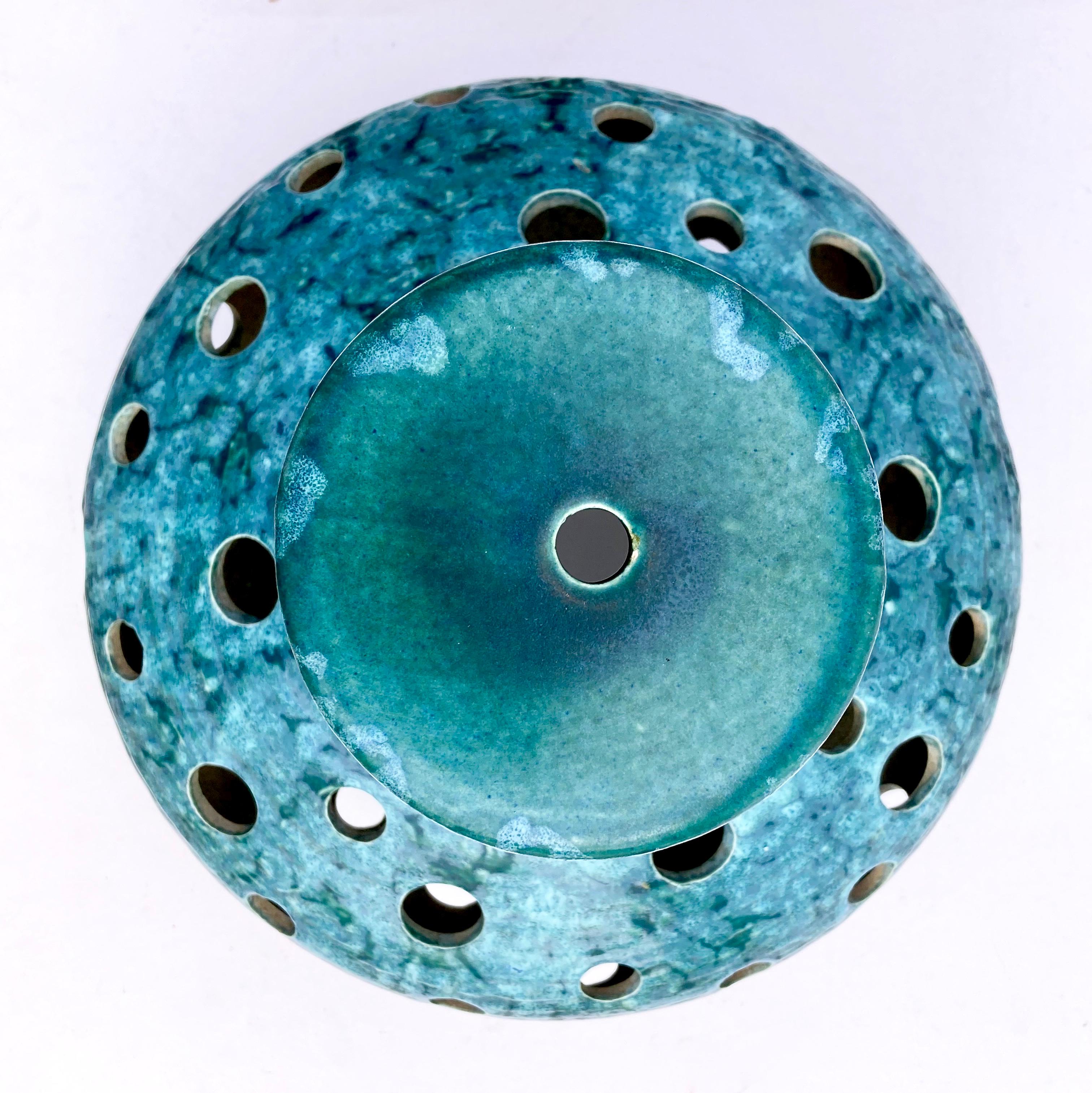 Lampe surdimensionnée, moderne du milieu du siècle dernier, des années 1960, base en céramique turquoise  en vente 1
