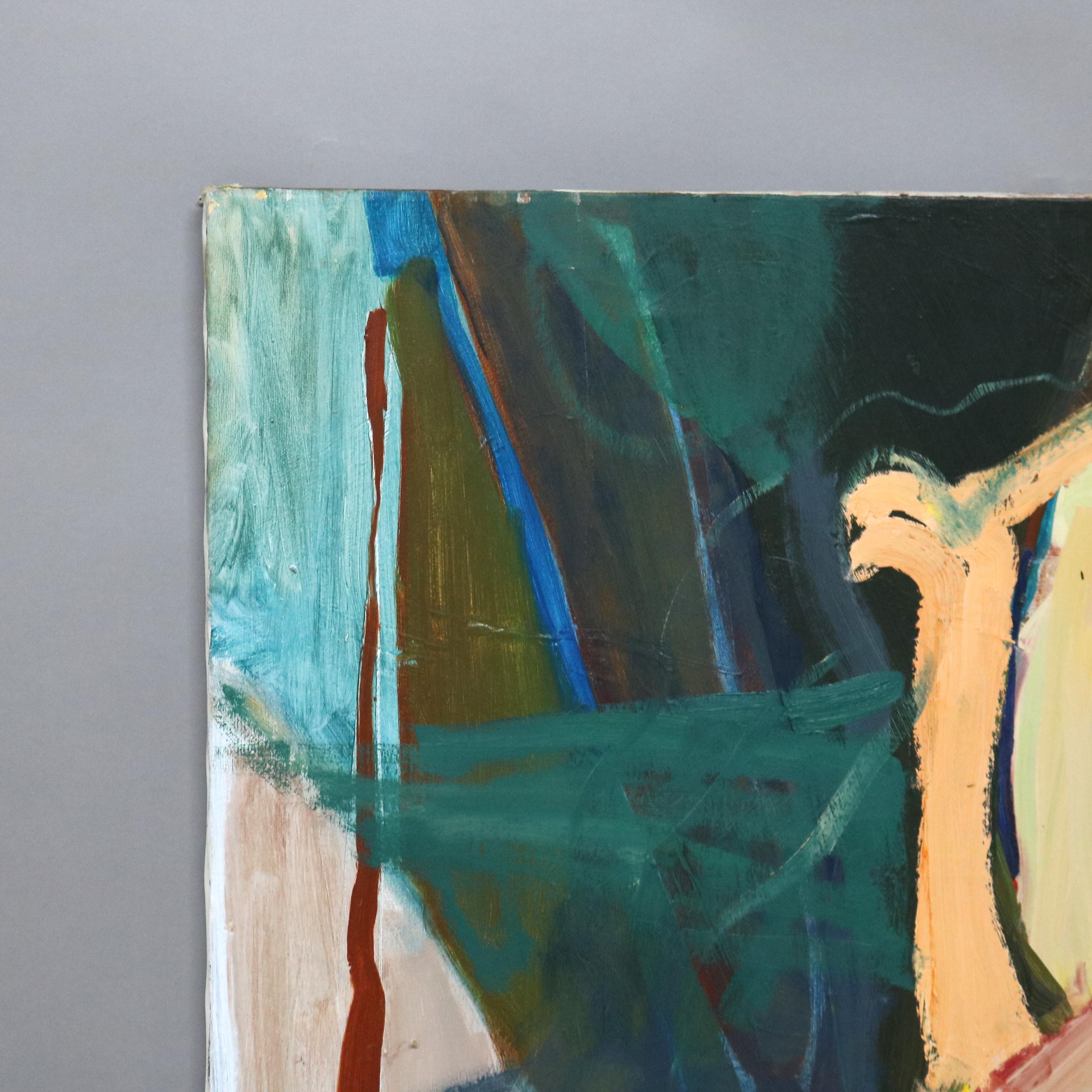 Pittura astratta impressionista su tela di grandi dimensioni del Mid Century Modern C1968 5