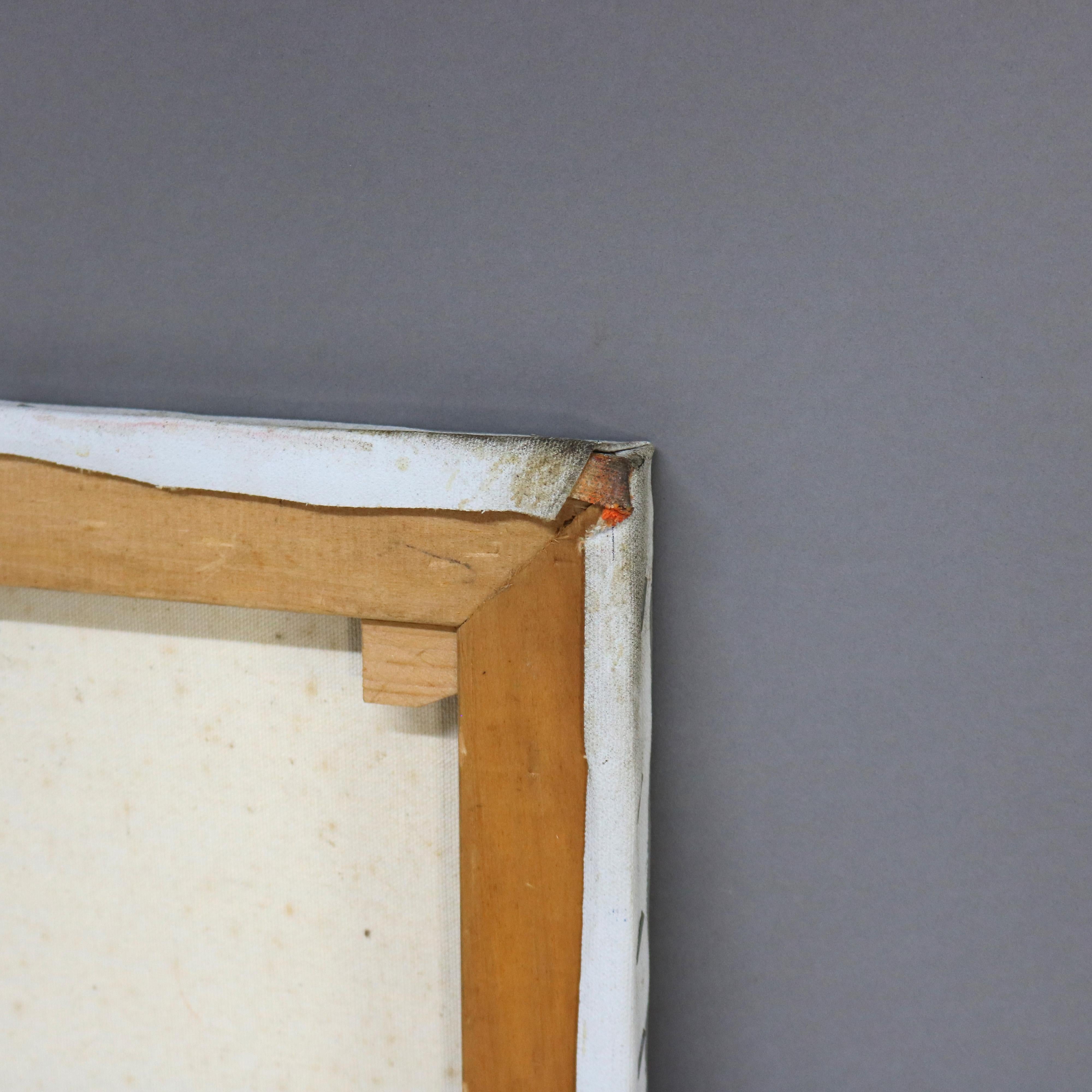 Abstrakt-impressionistisches Gemälde in Übergröße, Öl auf Leinwand, Mid-Century Modern, Gemälde C1968 im Angebot 7
