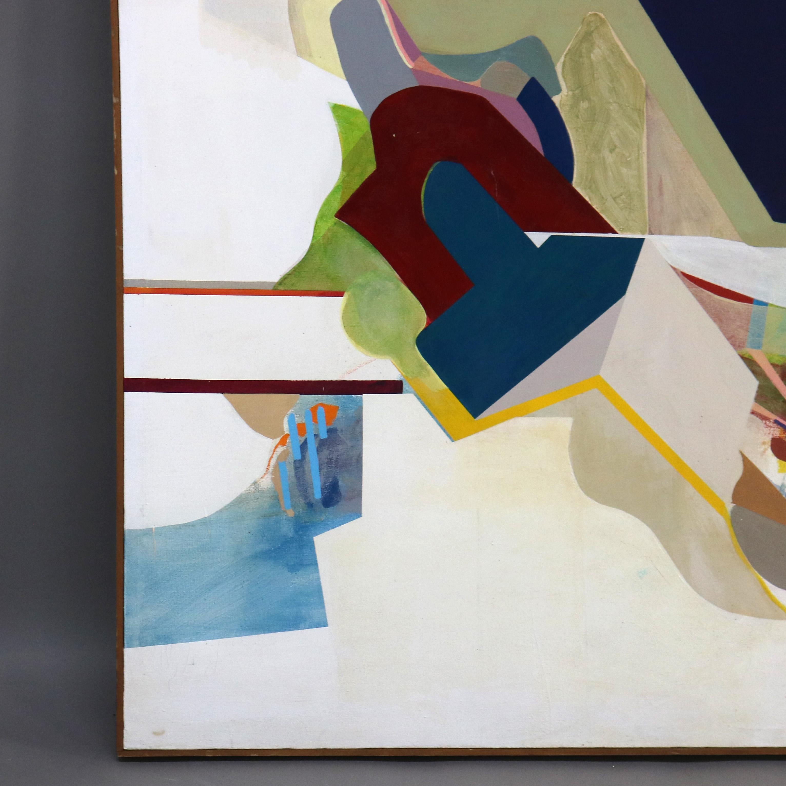 Übergroße Mid Century Modern Abstract Impressionist Öl auf Leinwand Gemälde signiert von Sharie Jones C1968

Maße - 42,5 