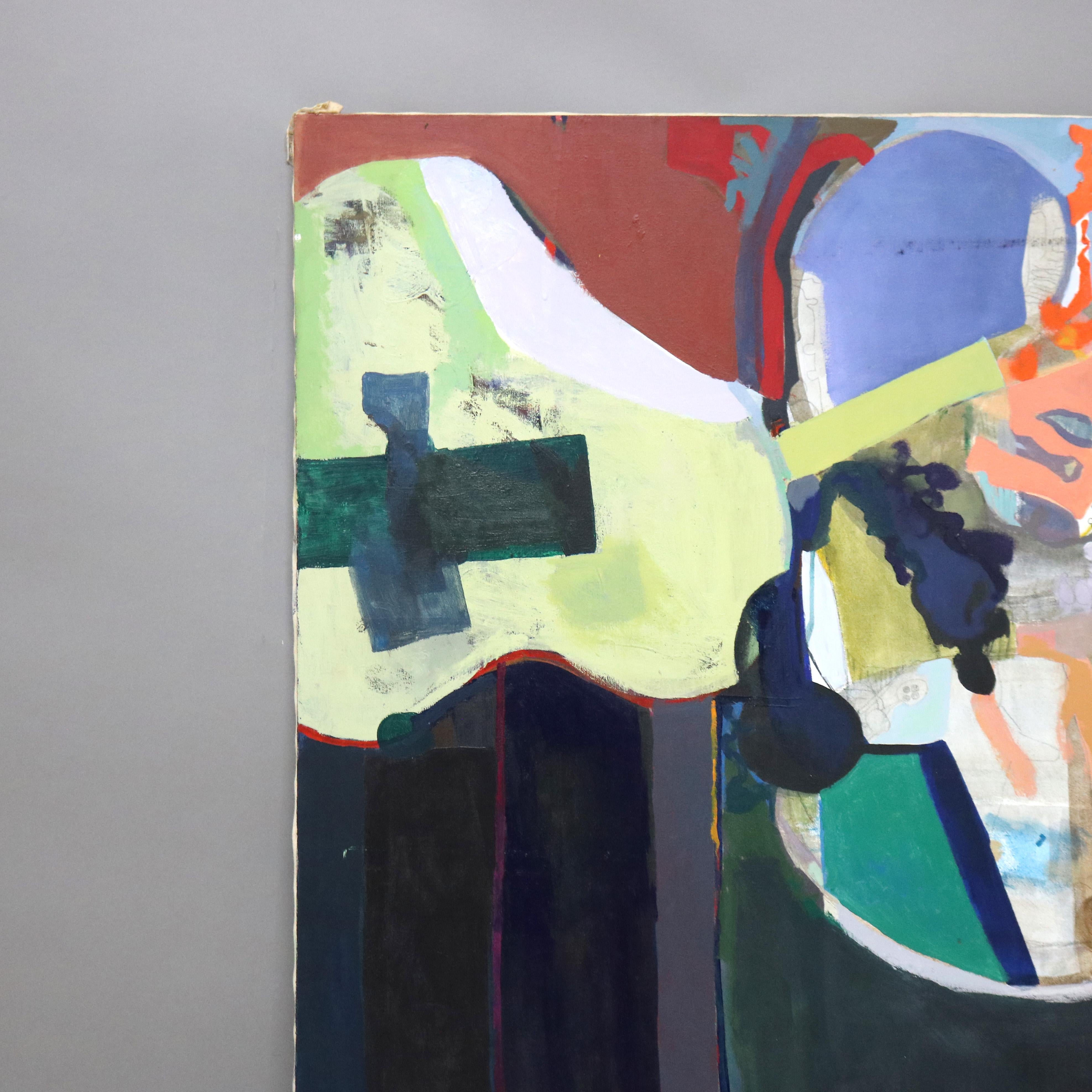 Olio su tela di Sharie Jones, dipinto astratto impressionista del Mid Century Modern, di grandi dimensioni e non firmato, del 1968.

Misure: 48,5