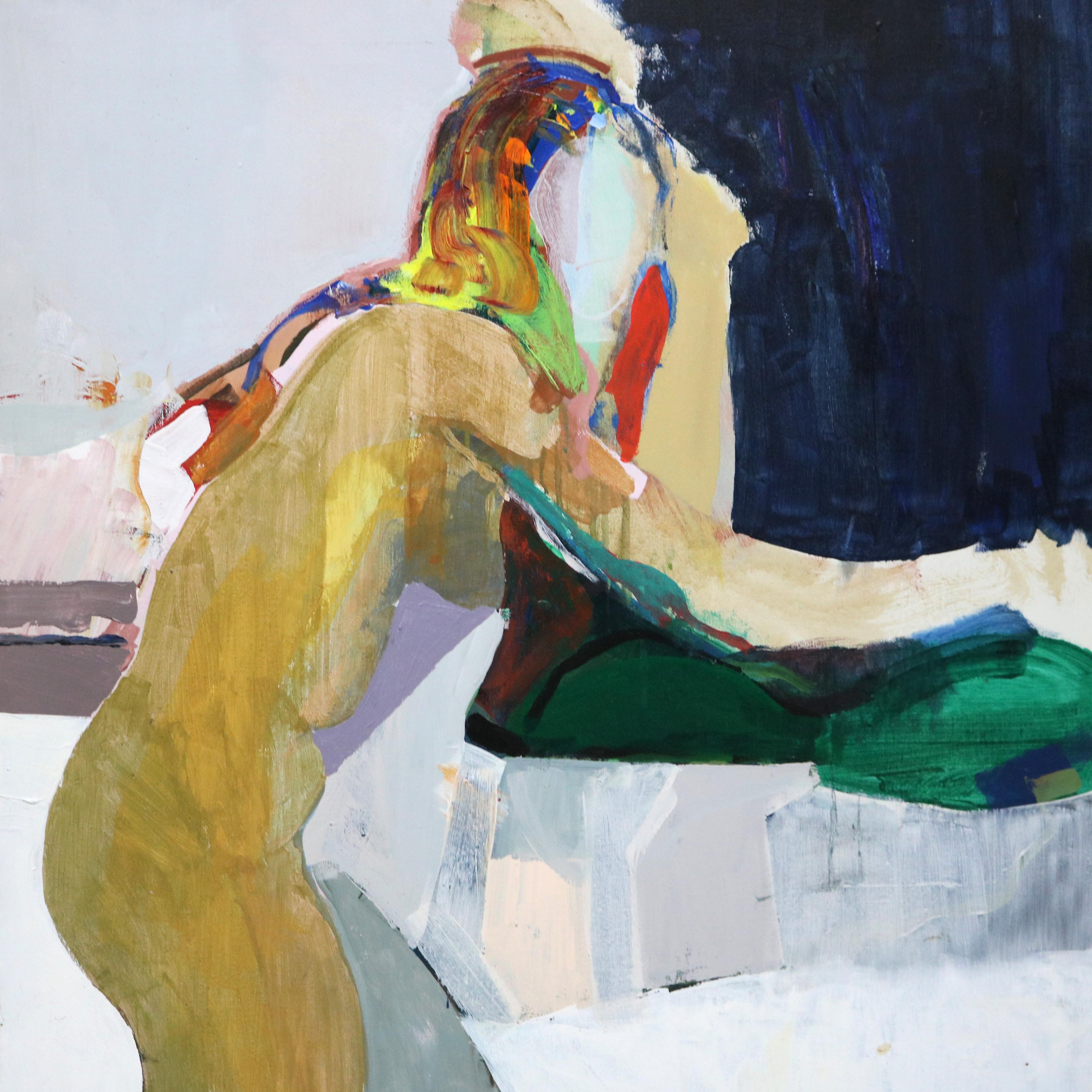 Olio su tela di Sharie Janes, dipinto astratto e impressionista del Mid Century Moderno di una donna nuda in piedi, non firmato, del 1968.

Misure: 44,25