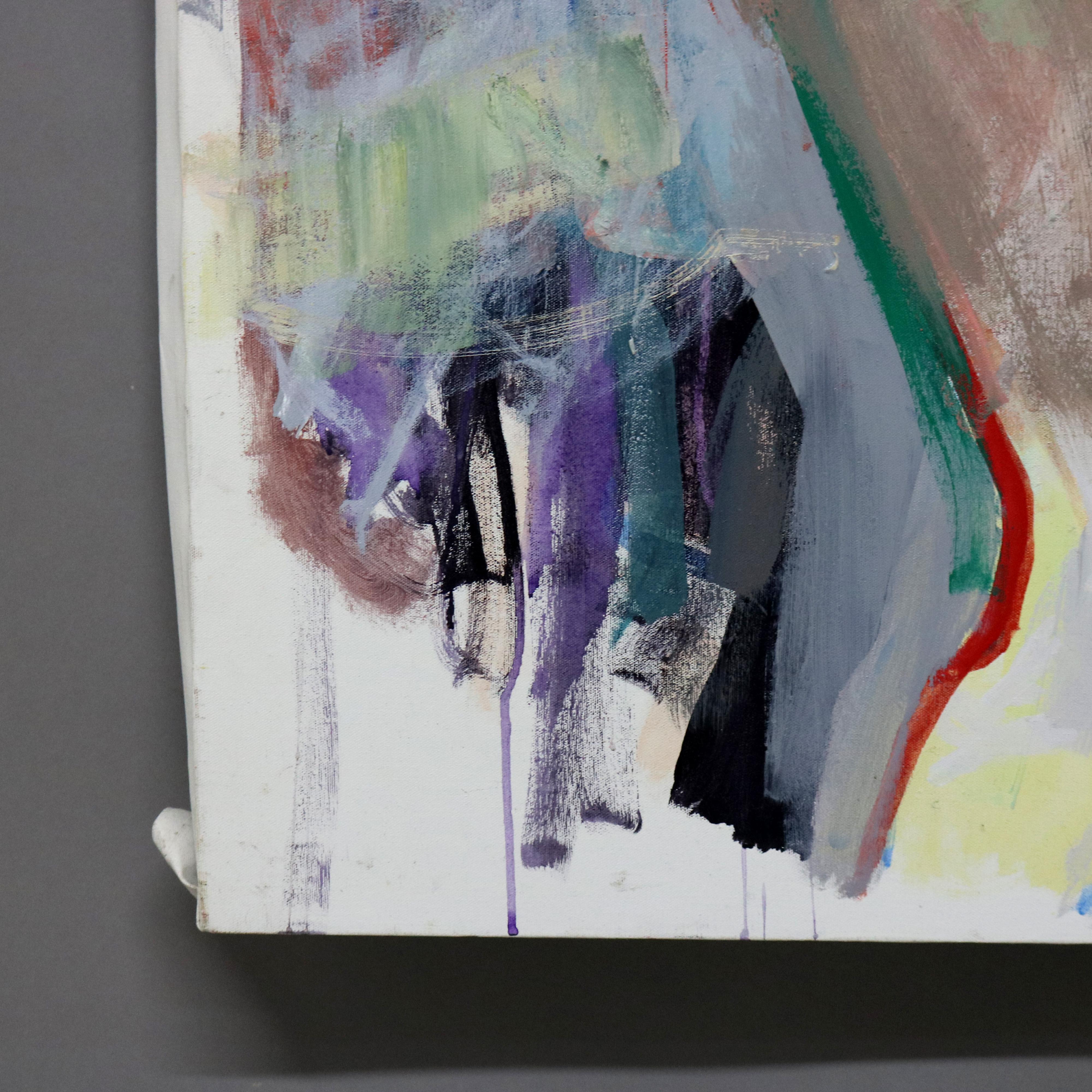 Pintura al óleo sobre lienzo abstracta impresionista sobredimensionada de mediados del siglo XX C1968 Moderno de mediados de siglo en venta