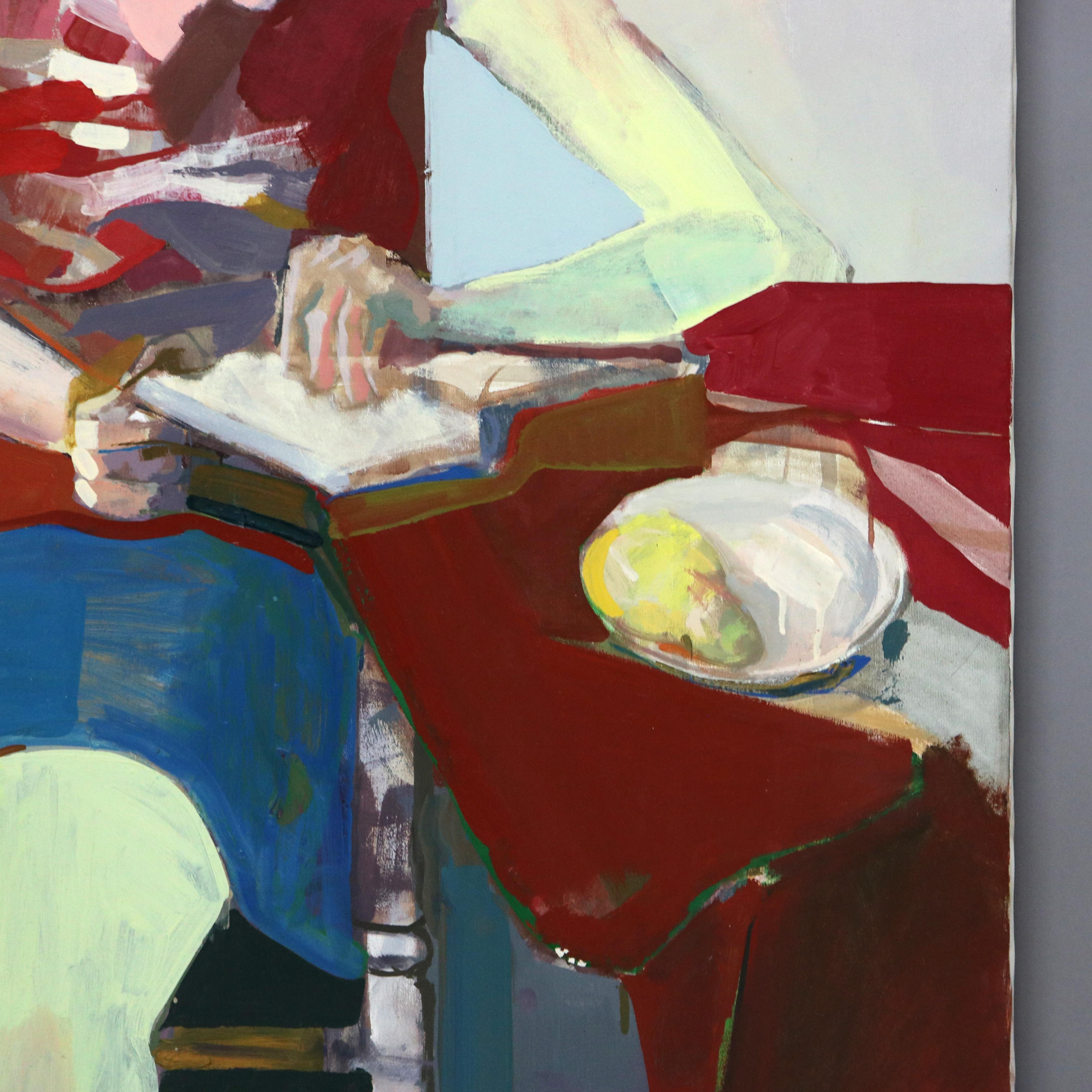Mid-Century moderno Pittura astratta impressionista su tela di grandi dimensioni del Mid Century Modern C1968 in vendita
