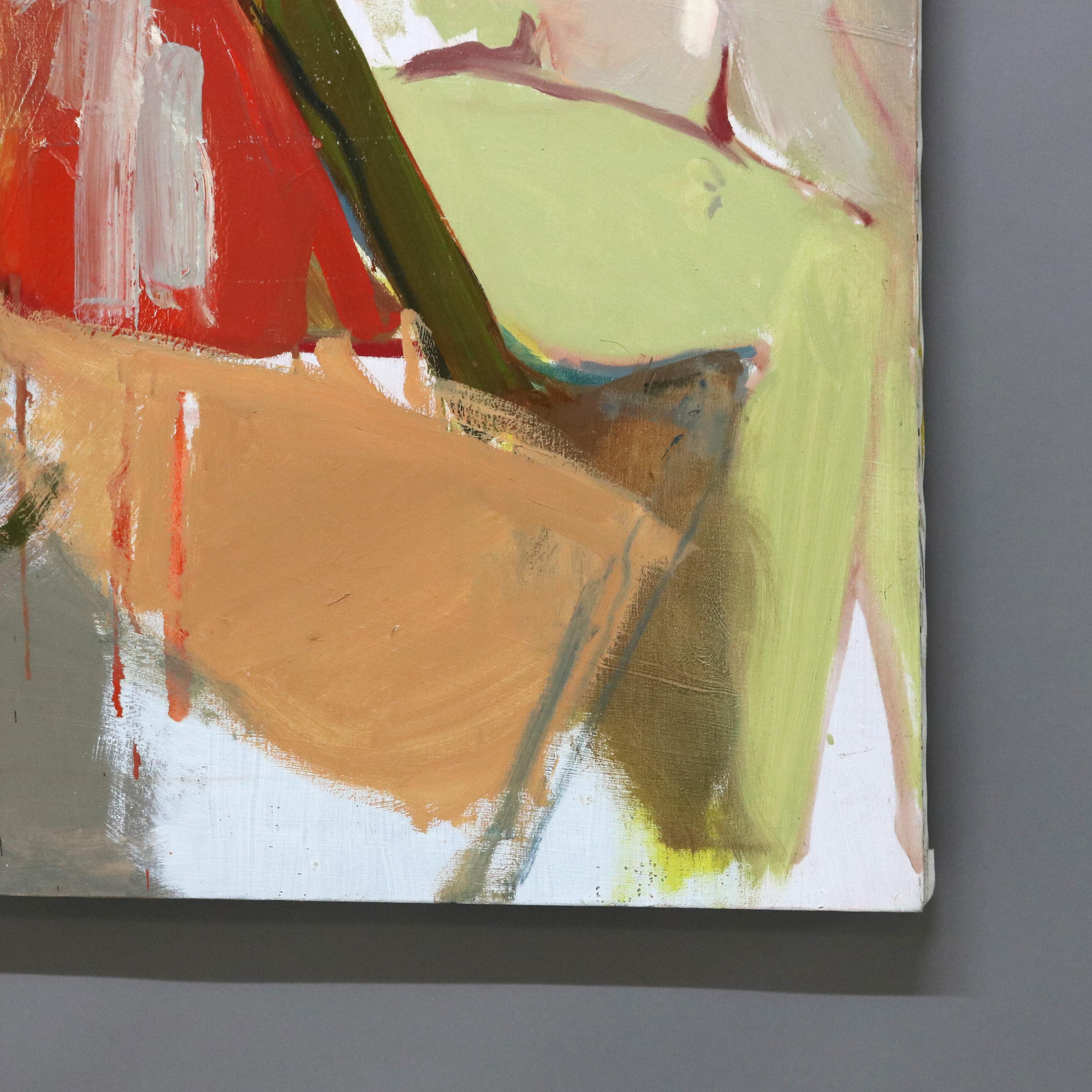 Mid-Century moderno Pittura astratta impressionista su tela di grandi dimensioni del Mid Century Modern C1968