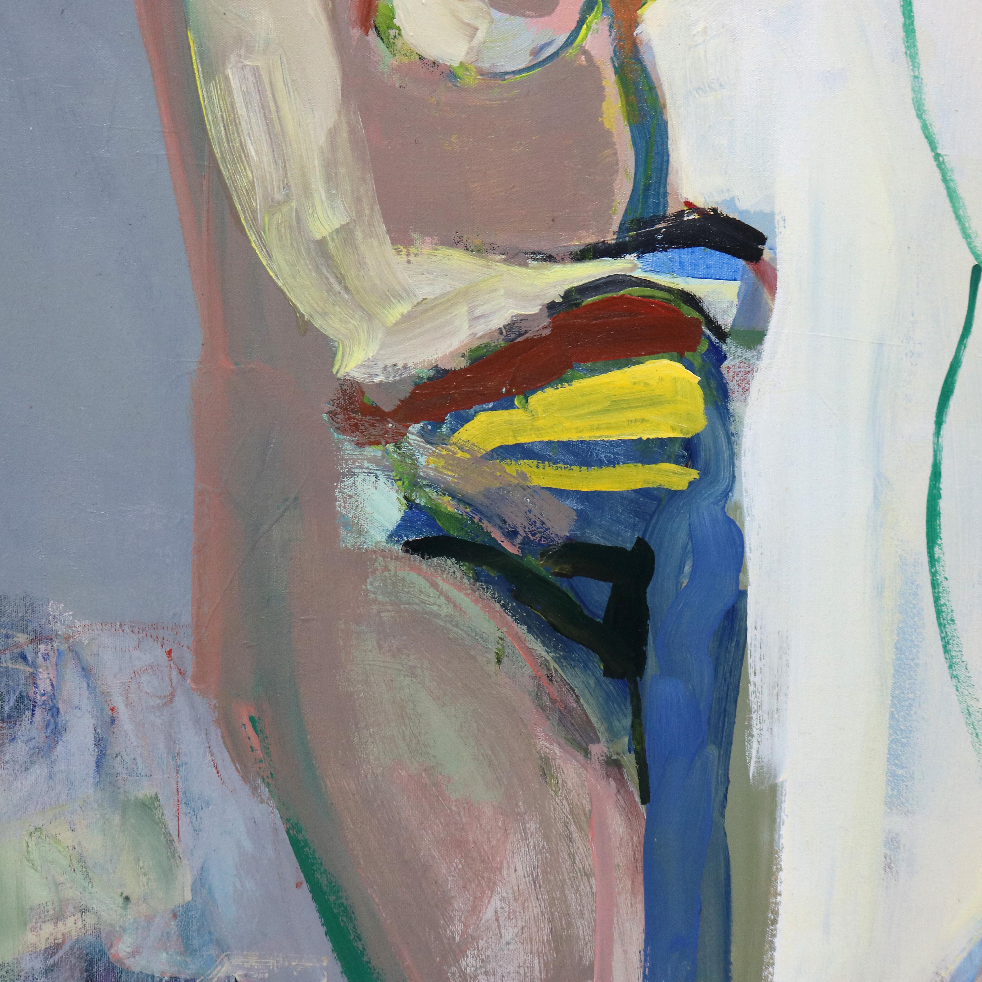 Pintura al óleo sobre lienzo abstracta impresionista sobredimensionada de mediados del siglo XX C1968 en Bueno estado para la venta en Big Flats, NY
