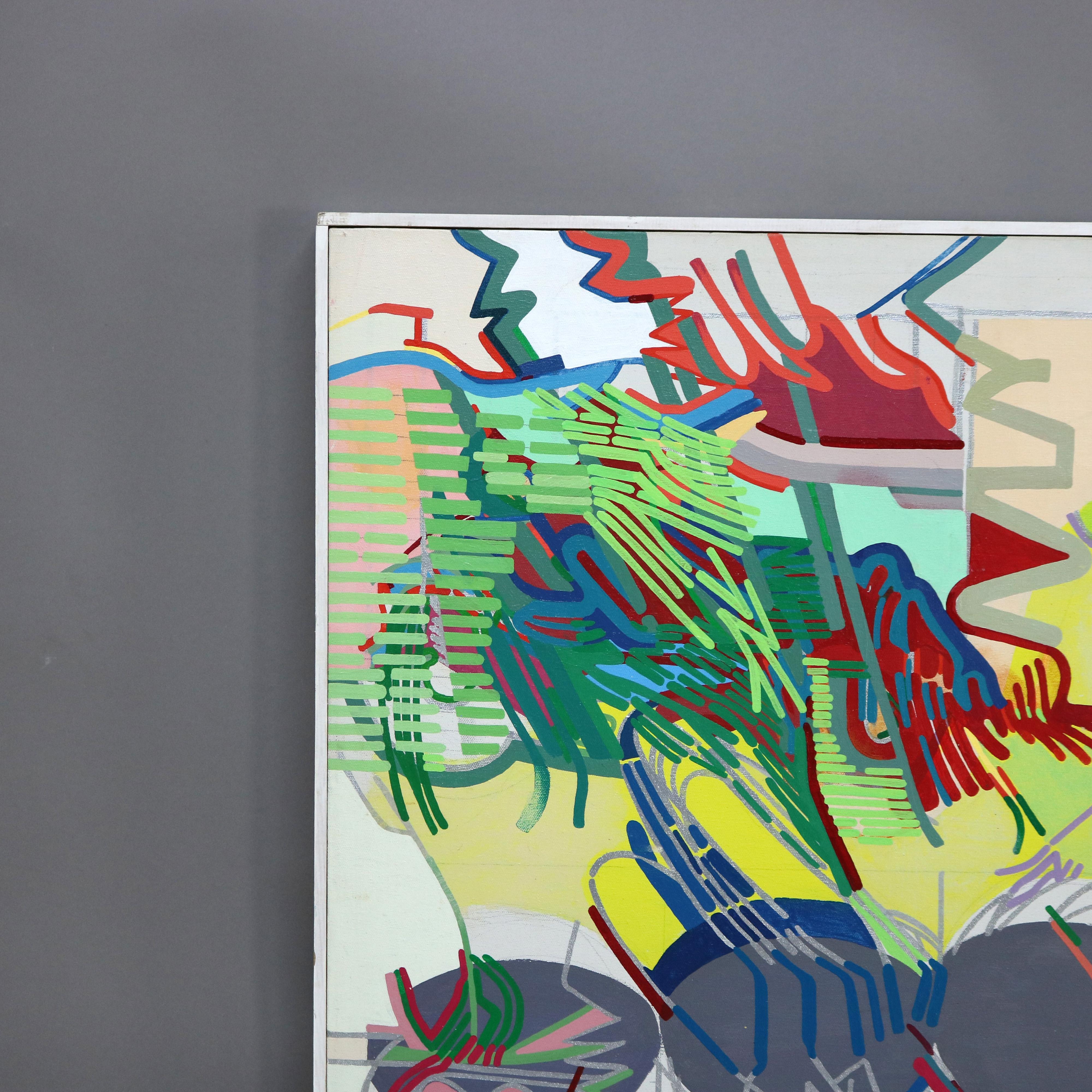 Abstrakt-impressionistisches Gemälde in Übergröße, Öl auf Leinwand, Mid-Century Modern, Gemälde C1968 im Zustand „Gut“ im Angebot in Big Flats, NY
