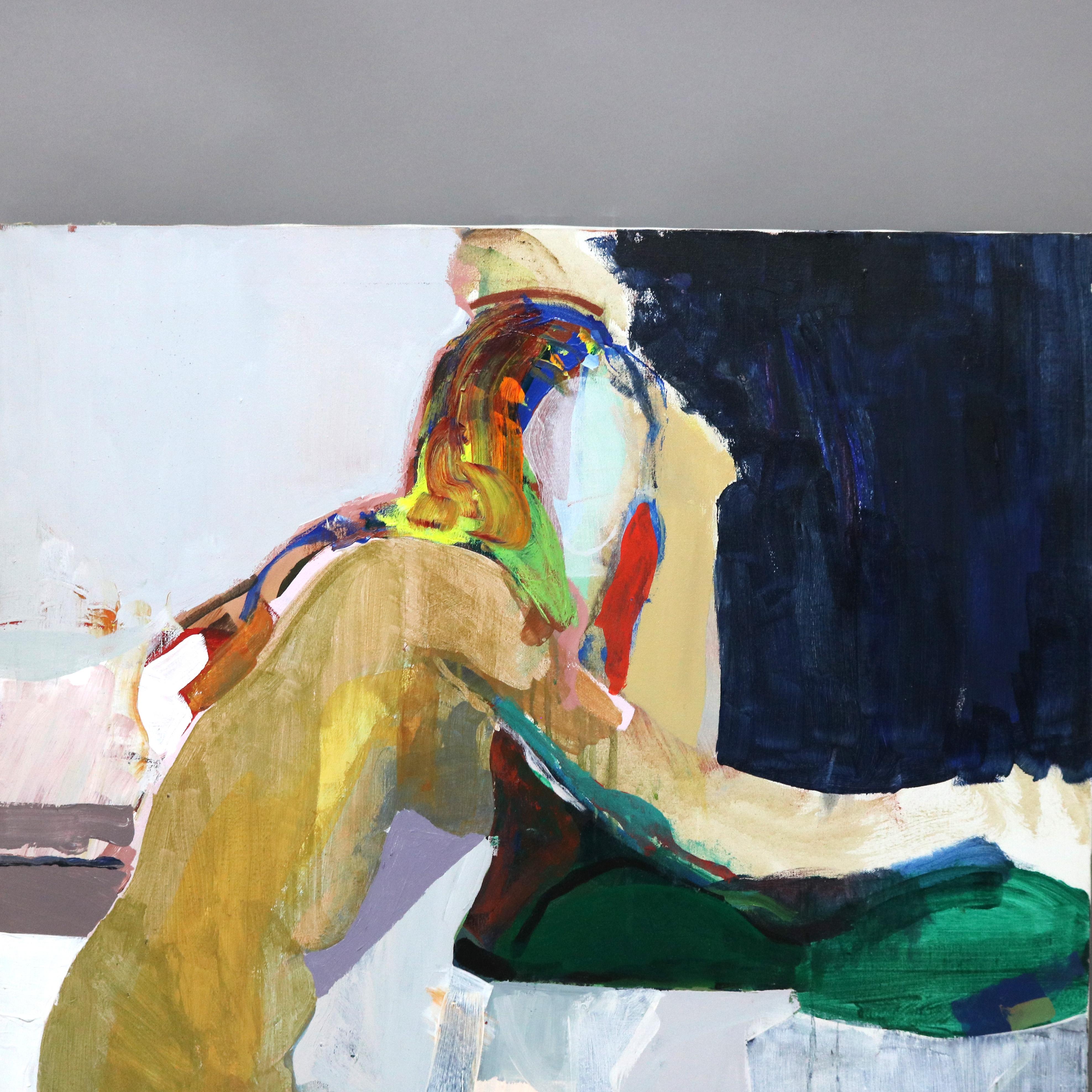 Pittura astratta impressionista su tela di grandi dimensioni del Mid Century Modern C1968 In condizioni buone in vendita a Big Flats, NY