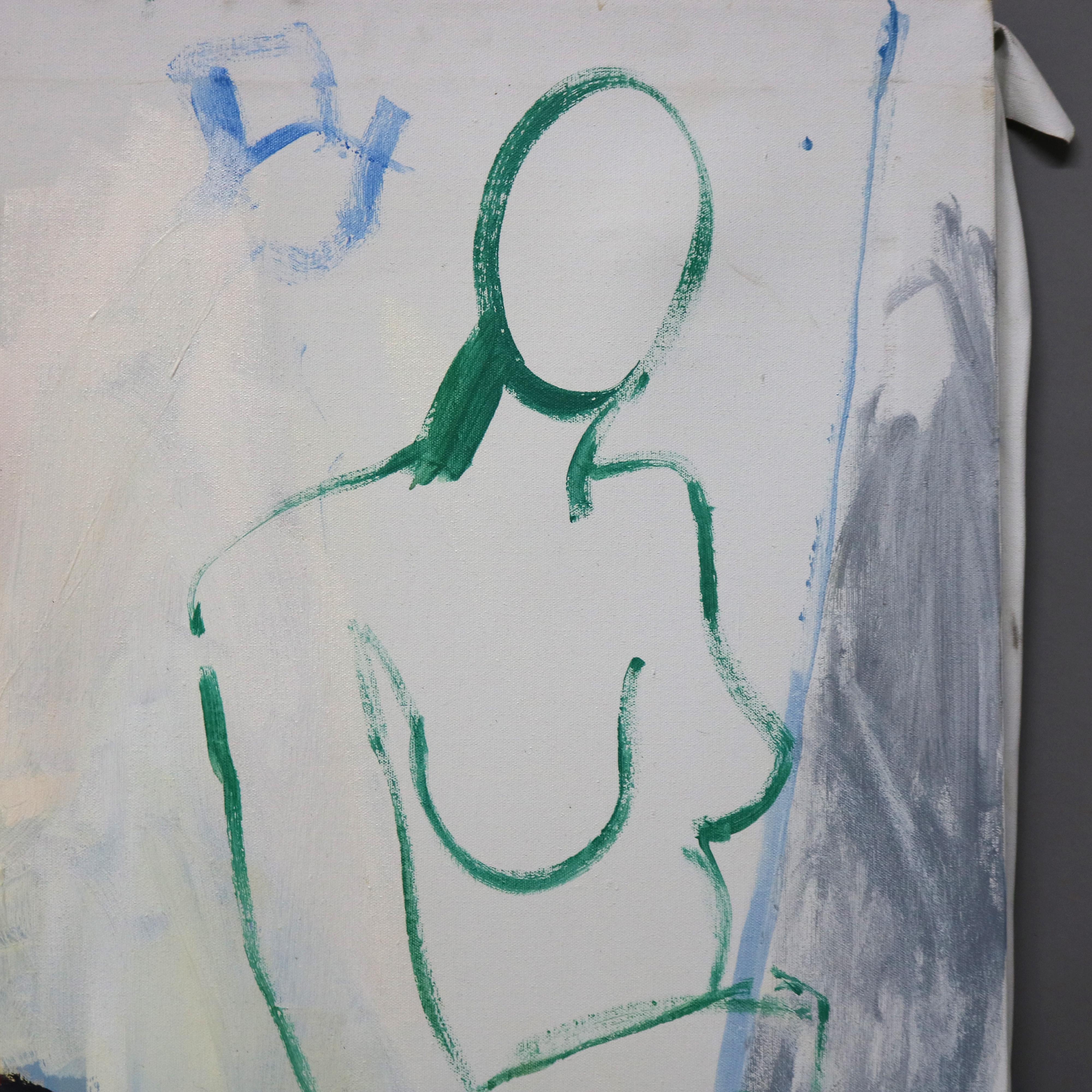 Pintura al óleo sobre lienzo abstracta impresionista sobredimensionada de mediados del siglo XX C1968 Lienzo en venta