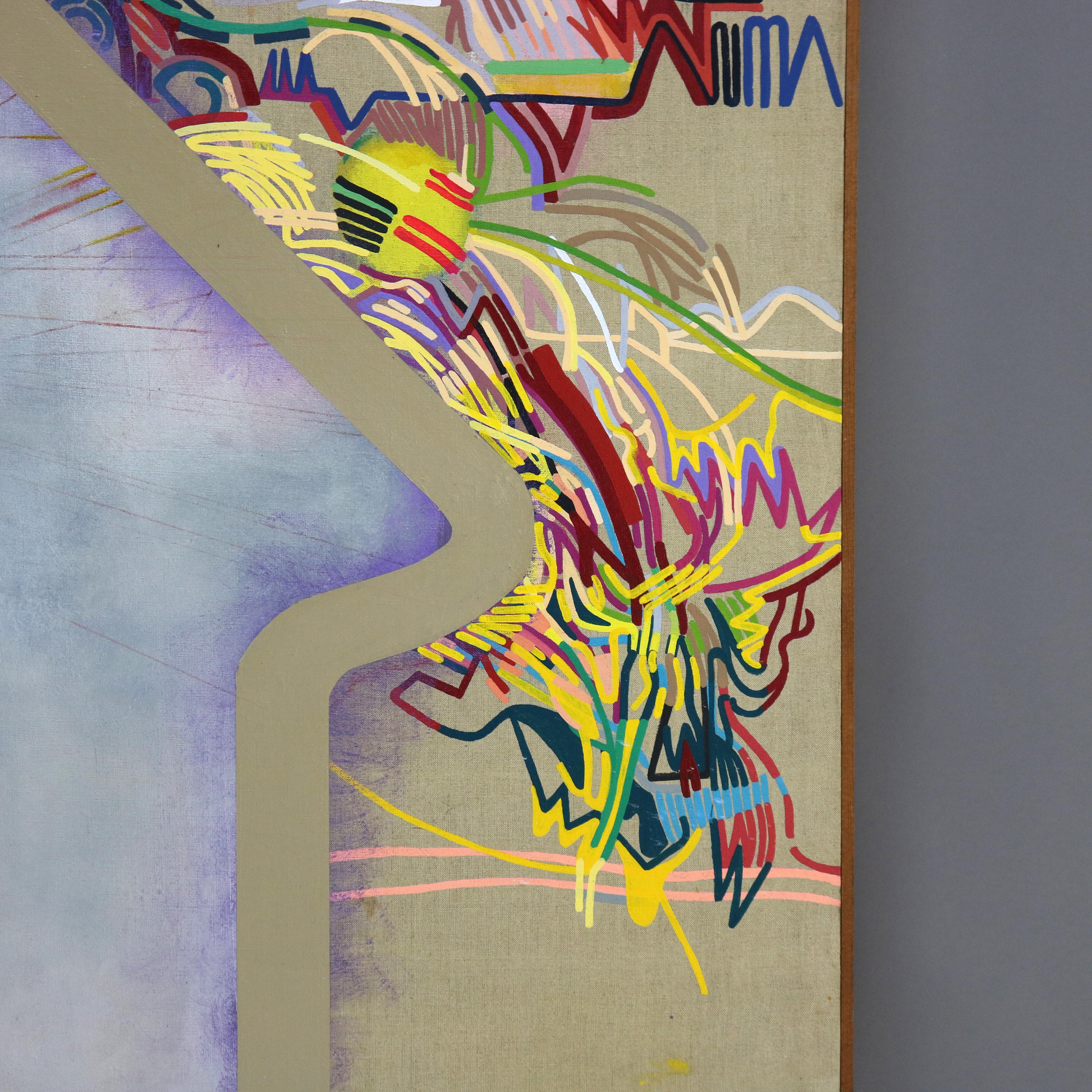 Abstrakt-impressionistisches Gemälde in Übergröße, Öl auf Leinwand, Mid-Century Modern, Gemälde C1968 (20. Jahrhundert) im Angebot
