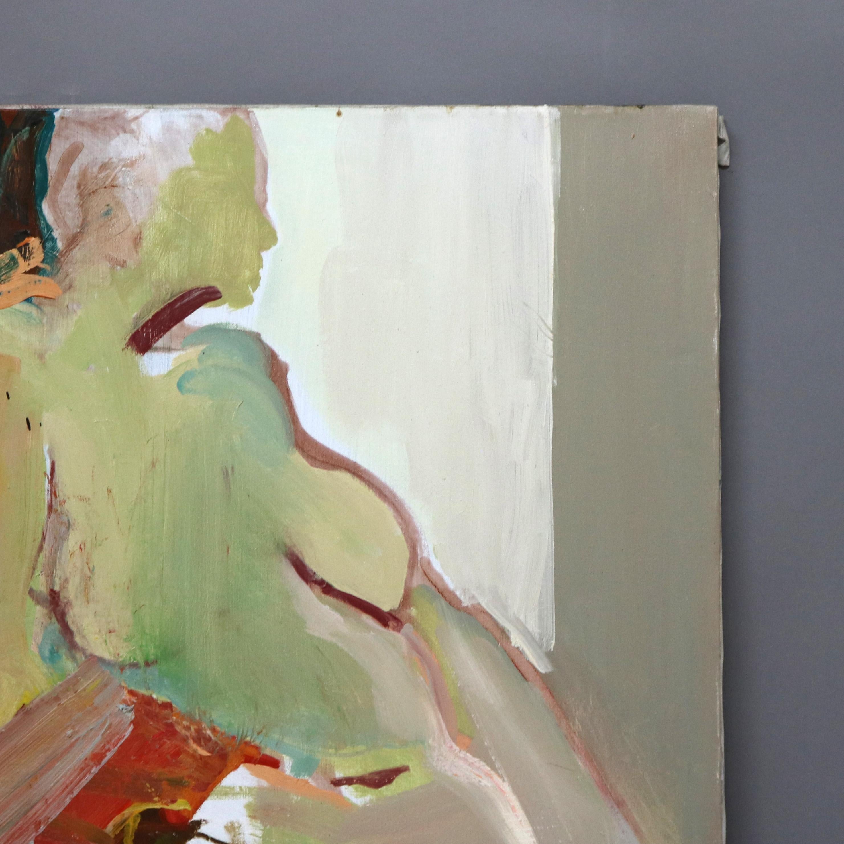 XX secolo Pittura astratta impressionista su tela di grandi dimensioni del Mid Century Modern C1968