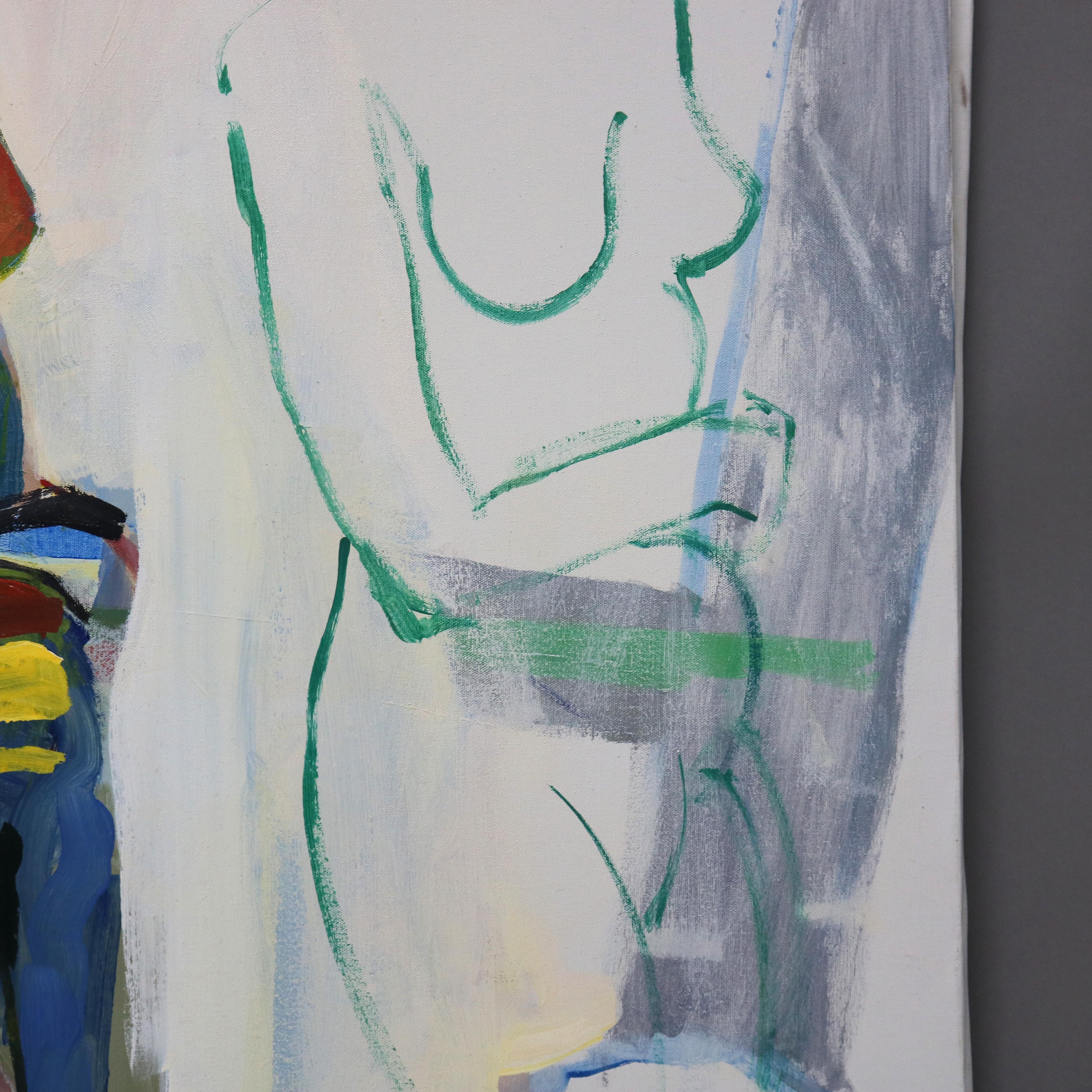 Pintura al óleo sobre lienzo abstracta impresionista sobredimensionada de mediados del siglo XX C1968 en venta 1