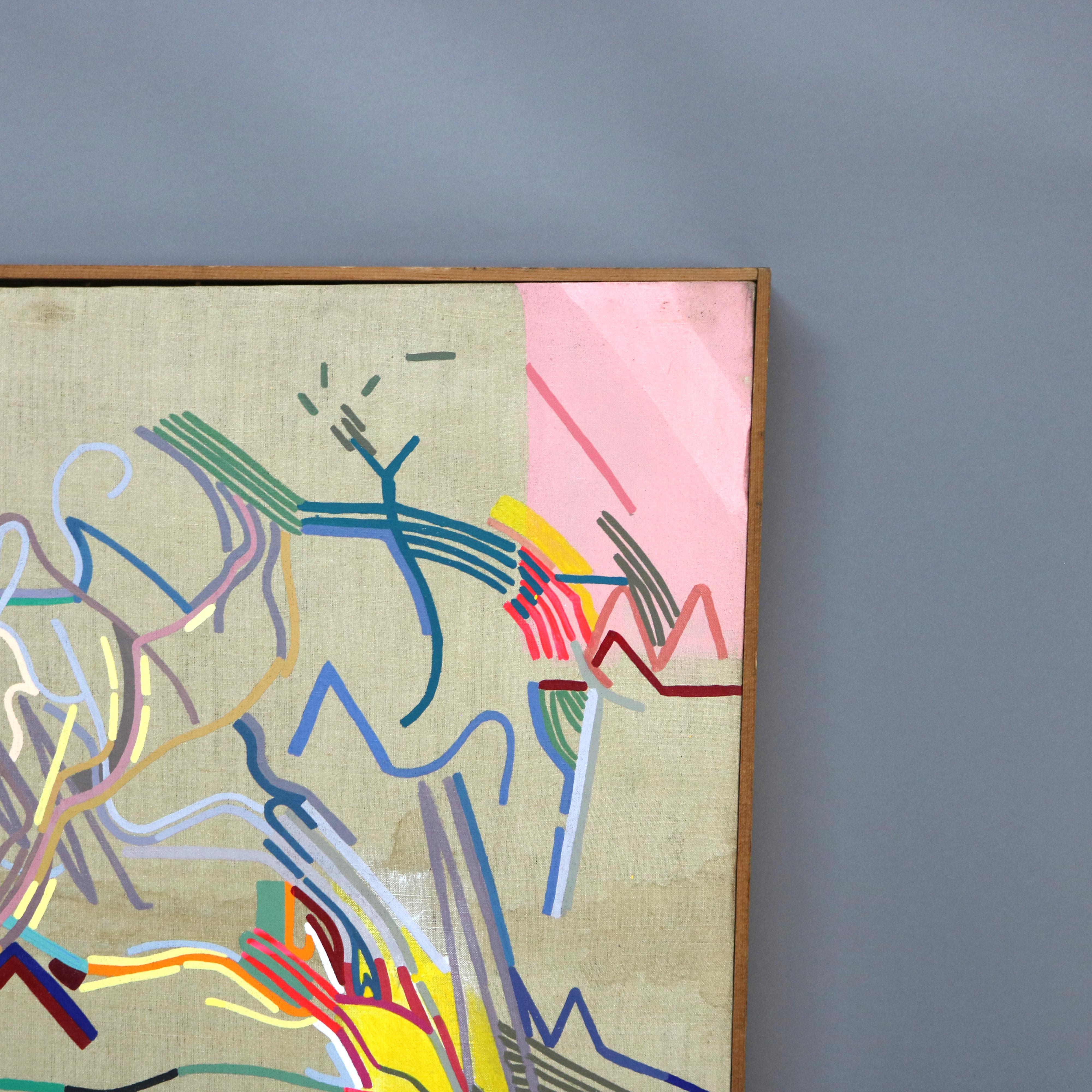 Abstrakt-impressionistisches Gemälde in Übergröße, Öl auf Leinwand, Mid-Century Modern, Gemälde C1968 im Angebot 1