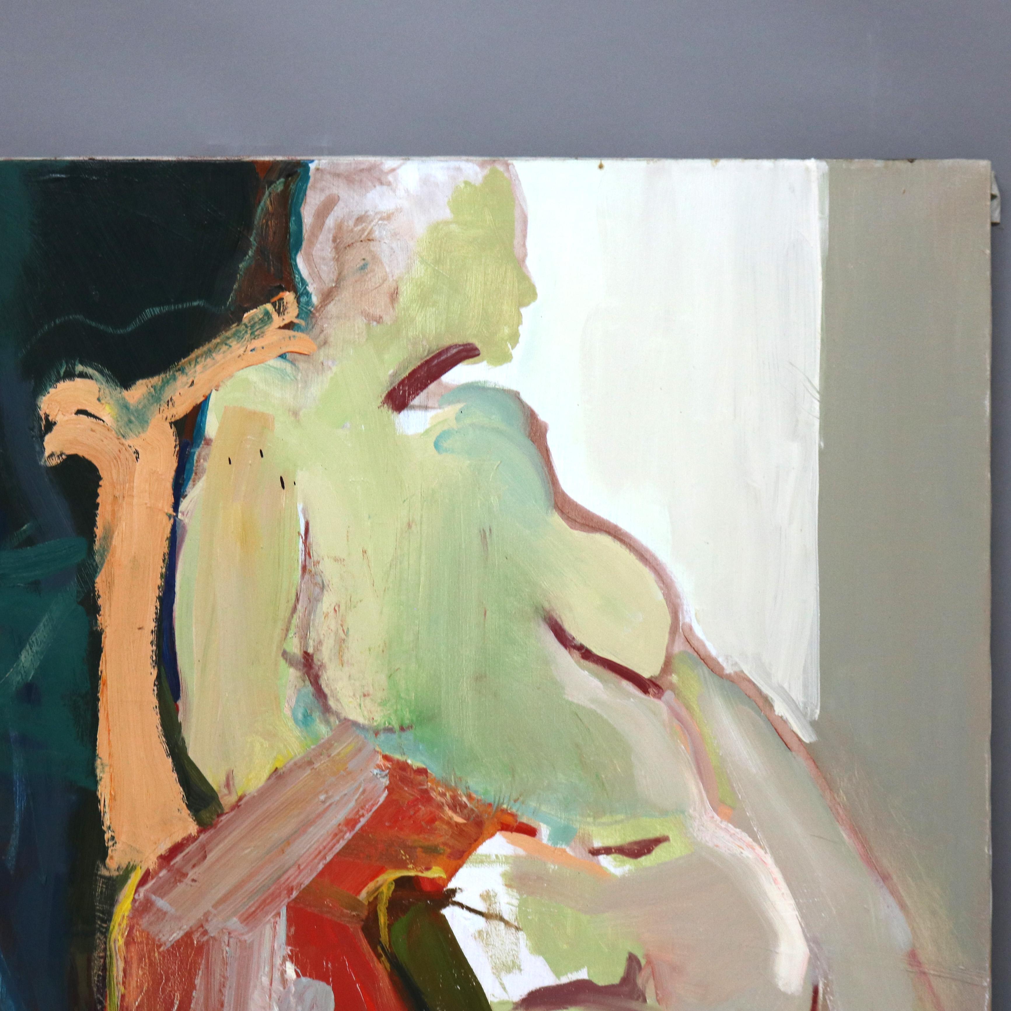 Tela Pittura astratta impressionista su tela di grandi dimensioni del Mid Century Modern C1968